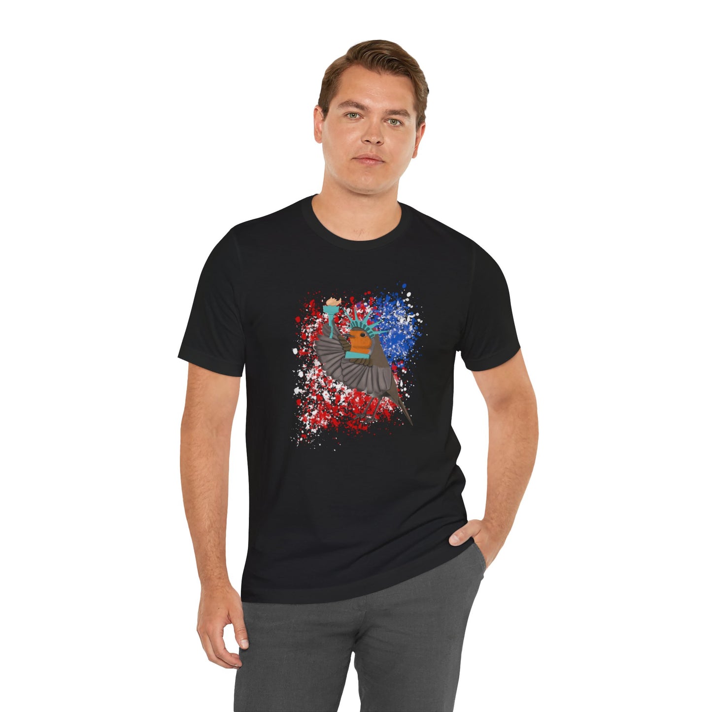Robin 4th of July Independence Day Statue of Liberty Bird T-Shirt