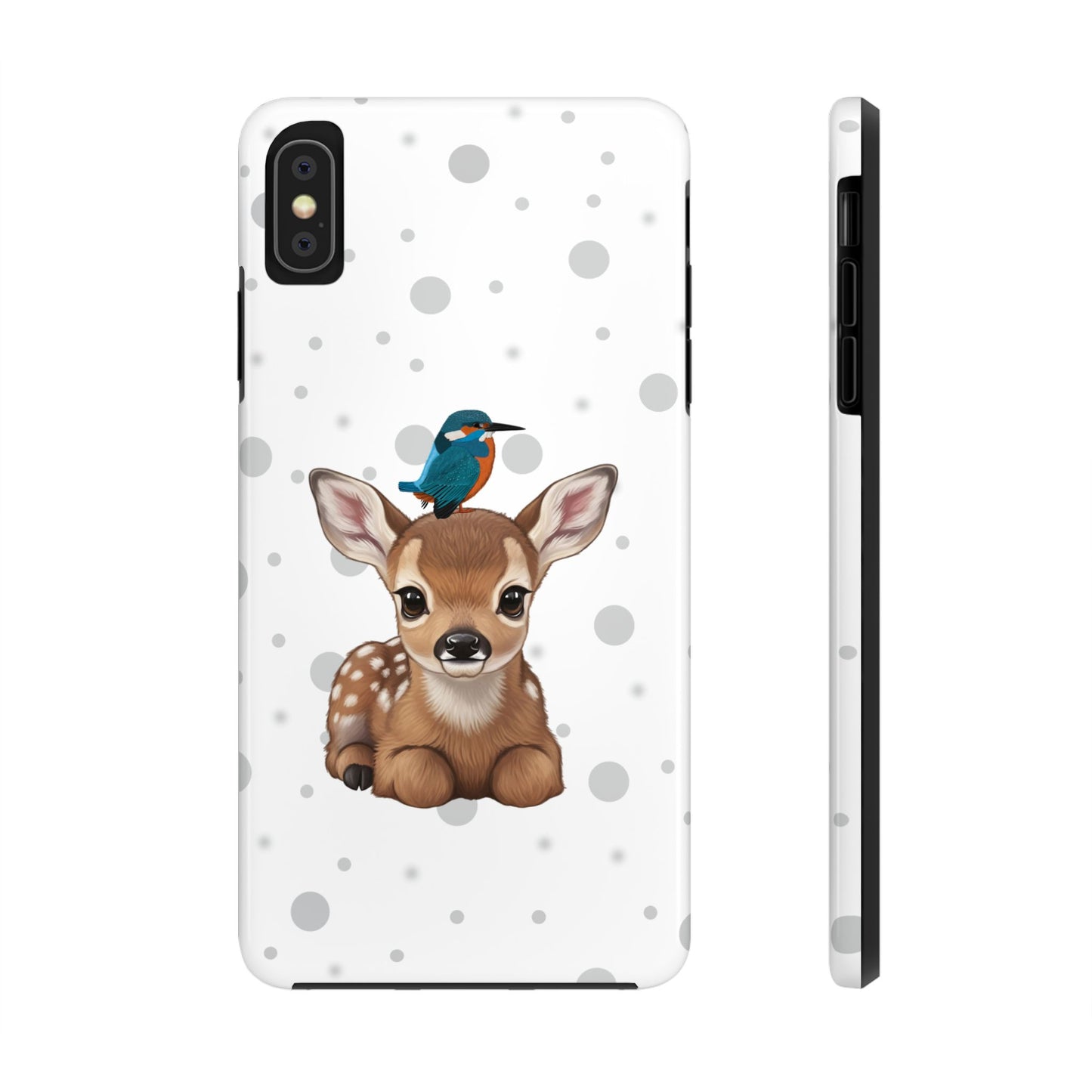 Cute Fawn with a Kingfisher Animal iPhone Case - Dual-Layer PC/TPU Protective Cover for iPhone