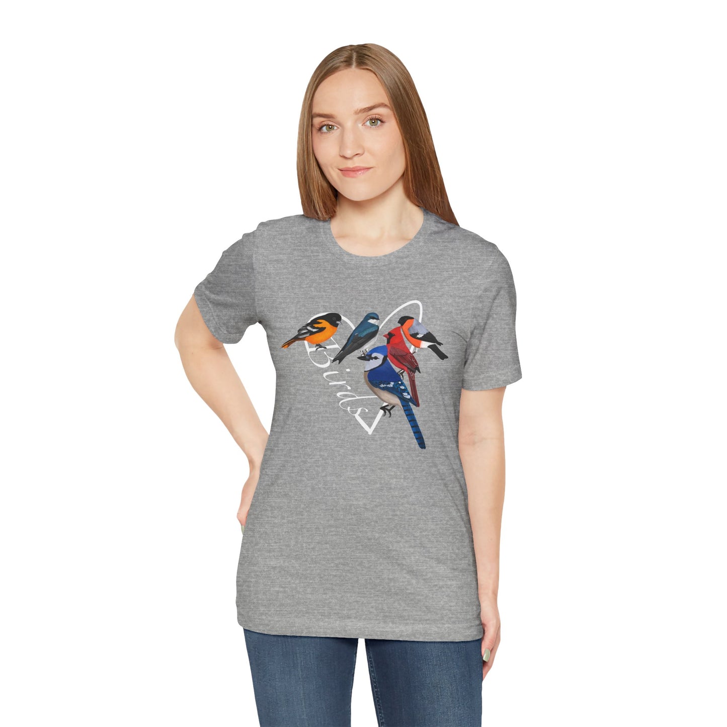 Blue Jay Cardinal Oriole Bullfinch Tree Swallow Heart Bird T-Shirt