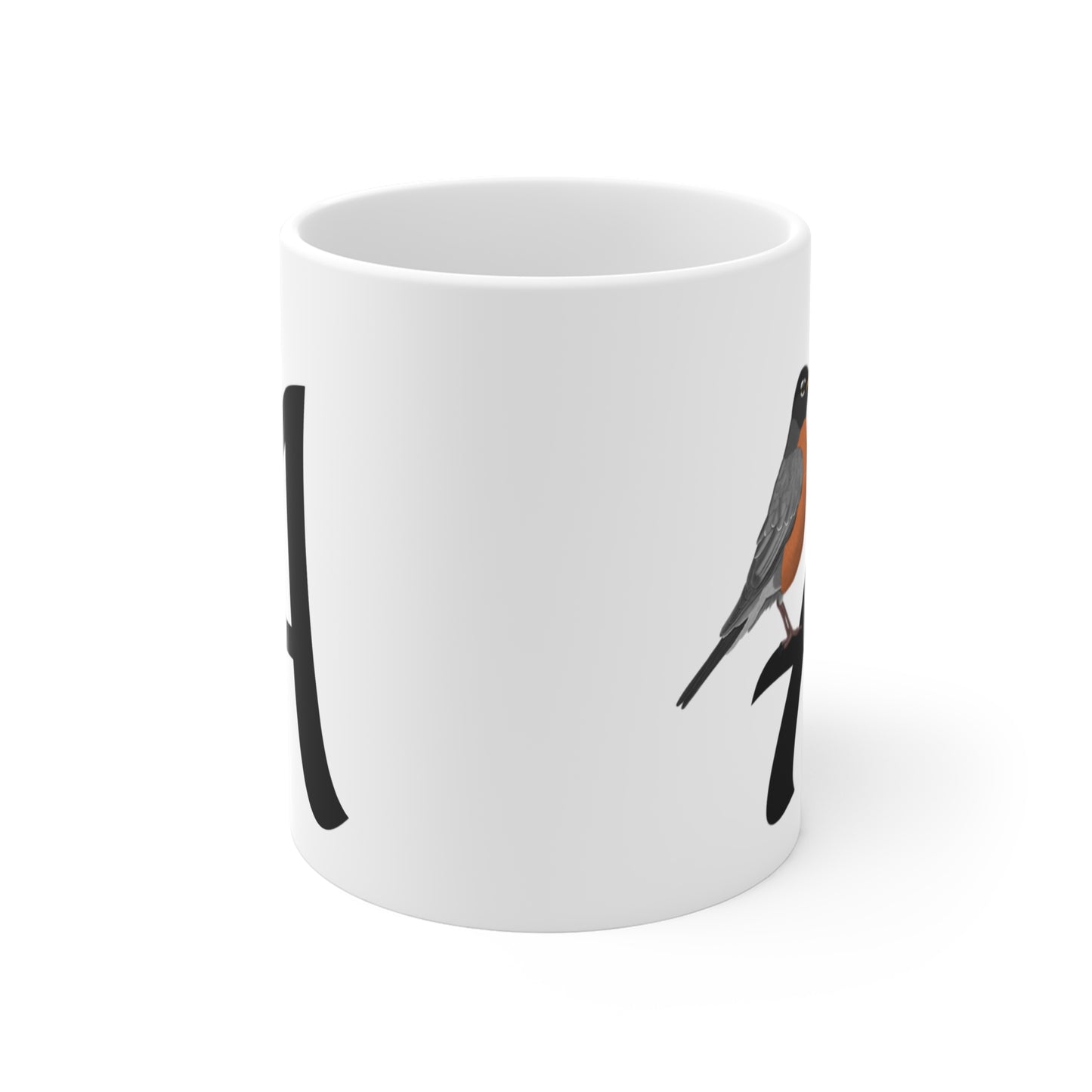 American Robin Letter A Bird Ceramic Mug 11oz White