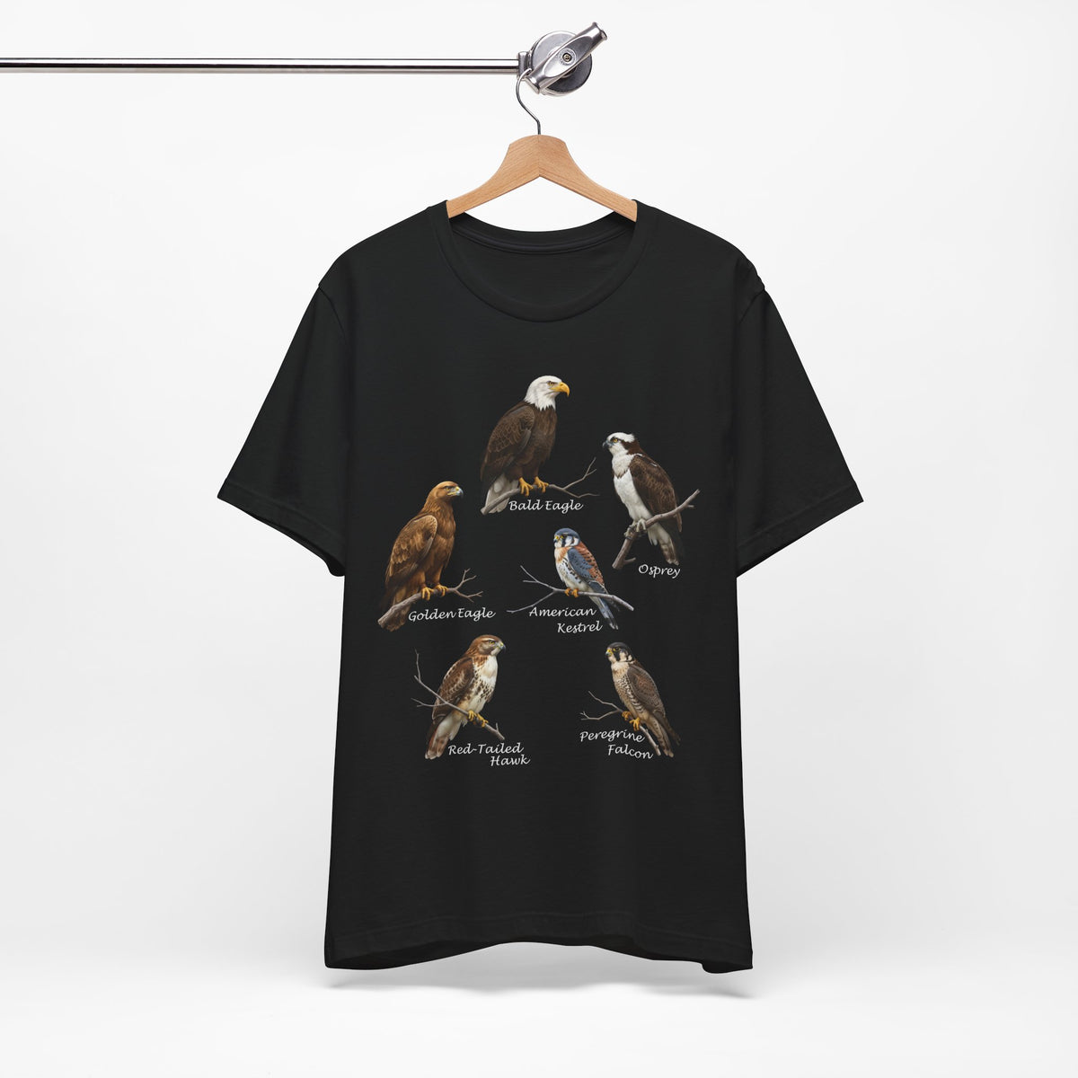 Falcon, Osprey, Eagle and Hawk T-Shirt in Black