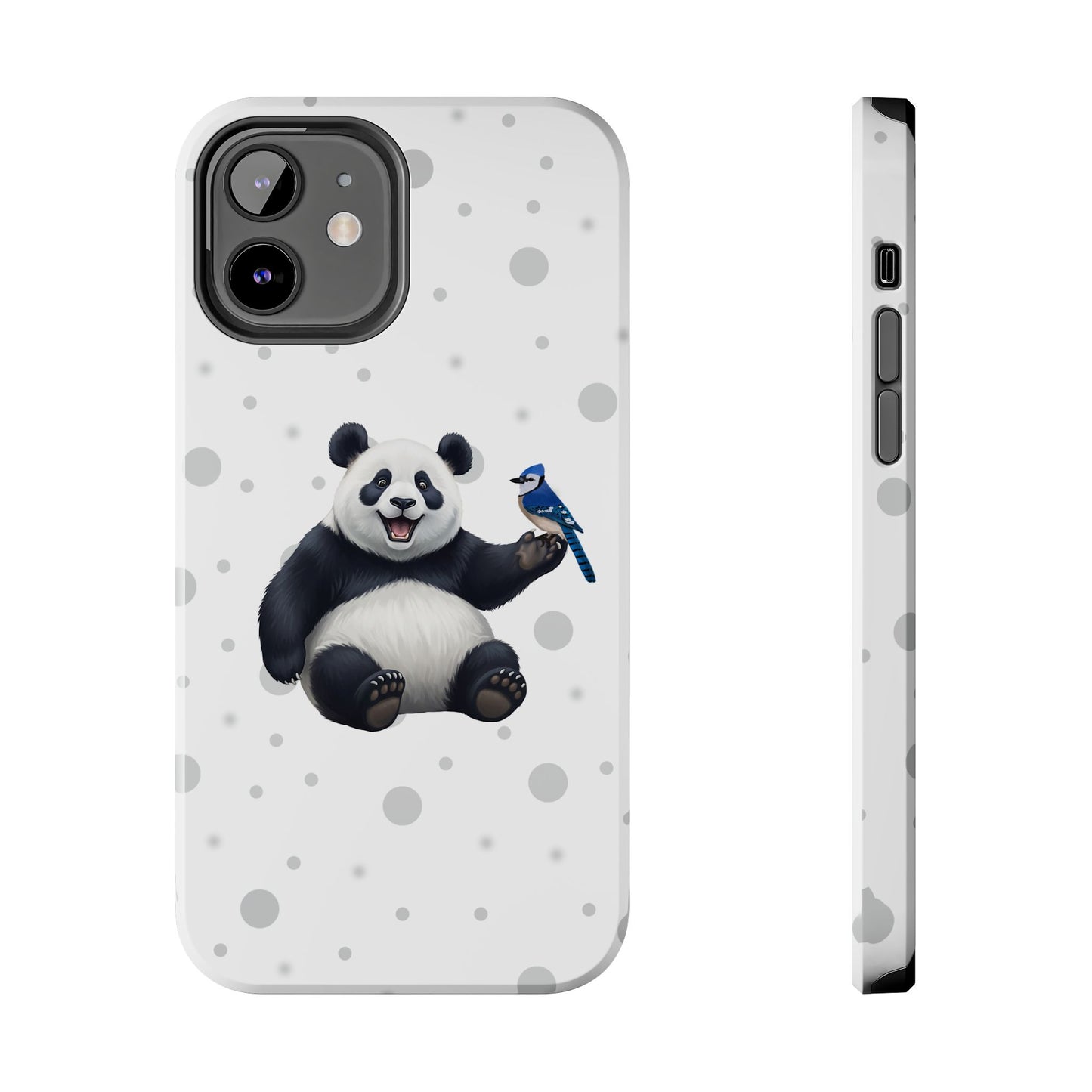 Cute Panda Bear with a Blue Jay Animal iPhone Case - Dual-Layer PC/TPU Protective Cover for iPhone