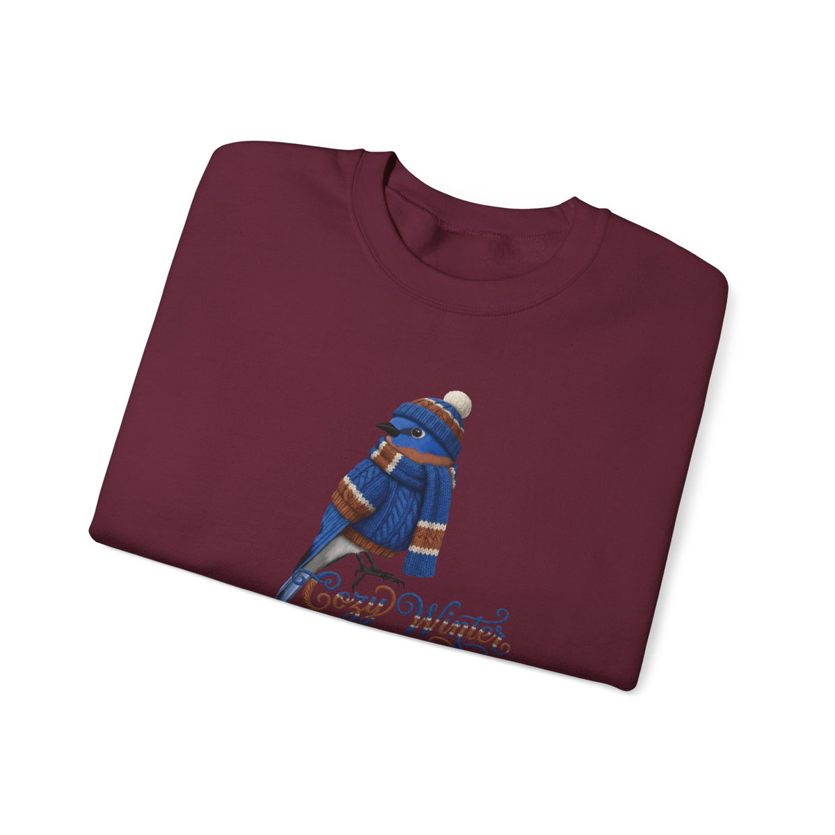 Bluebird Cozy Winter Sweatshirt | Bird Watcher Crewneck | Unisex Songbirds Wearing Knit Gift for Bird Lovers
