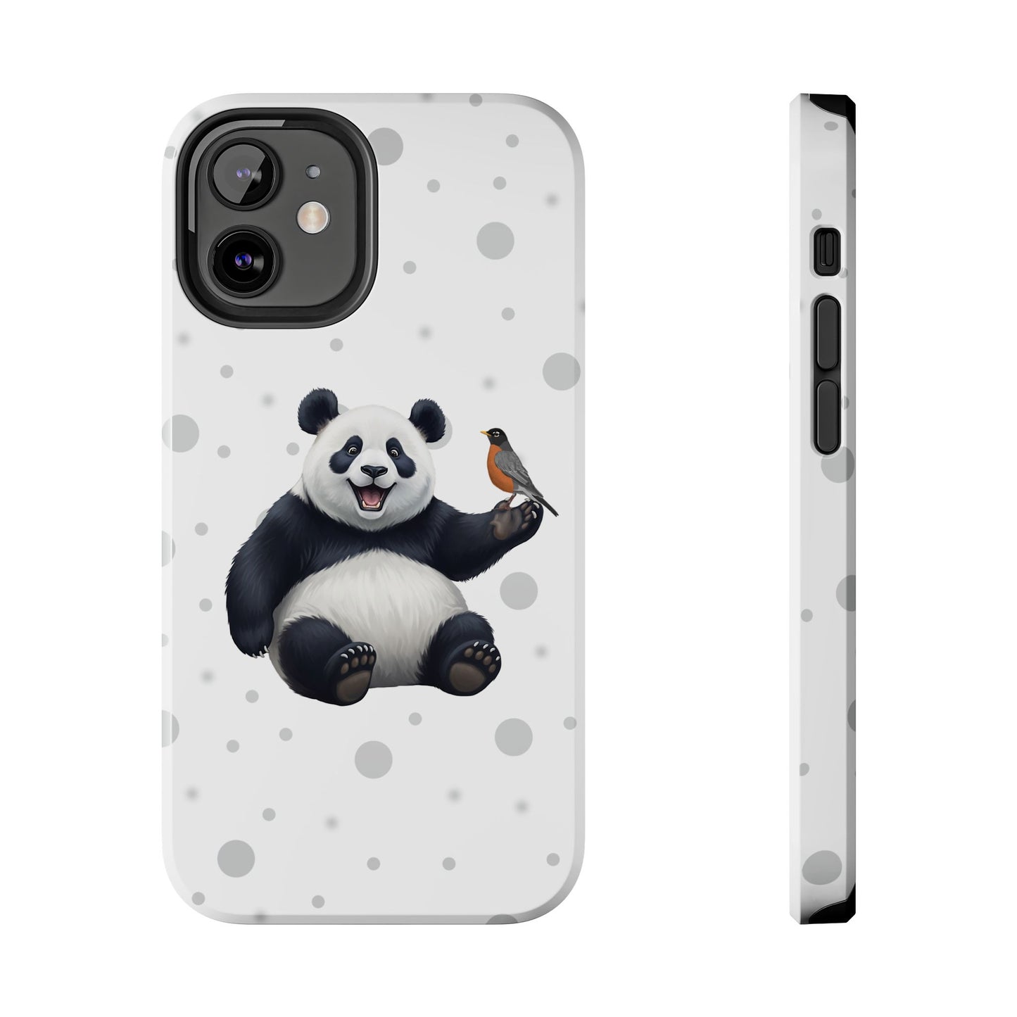 Cute Panda Bear with American Robin Animal iPhone Case - Dual-Layer PC/TPU Protective Cover for iPhone