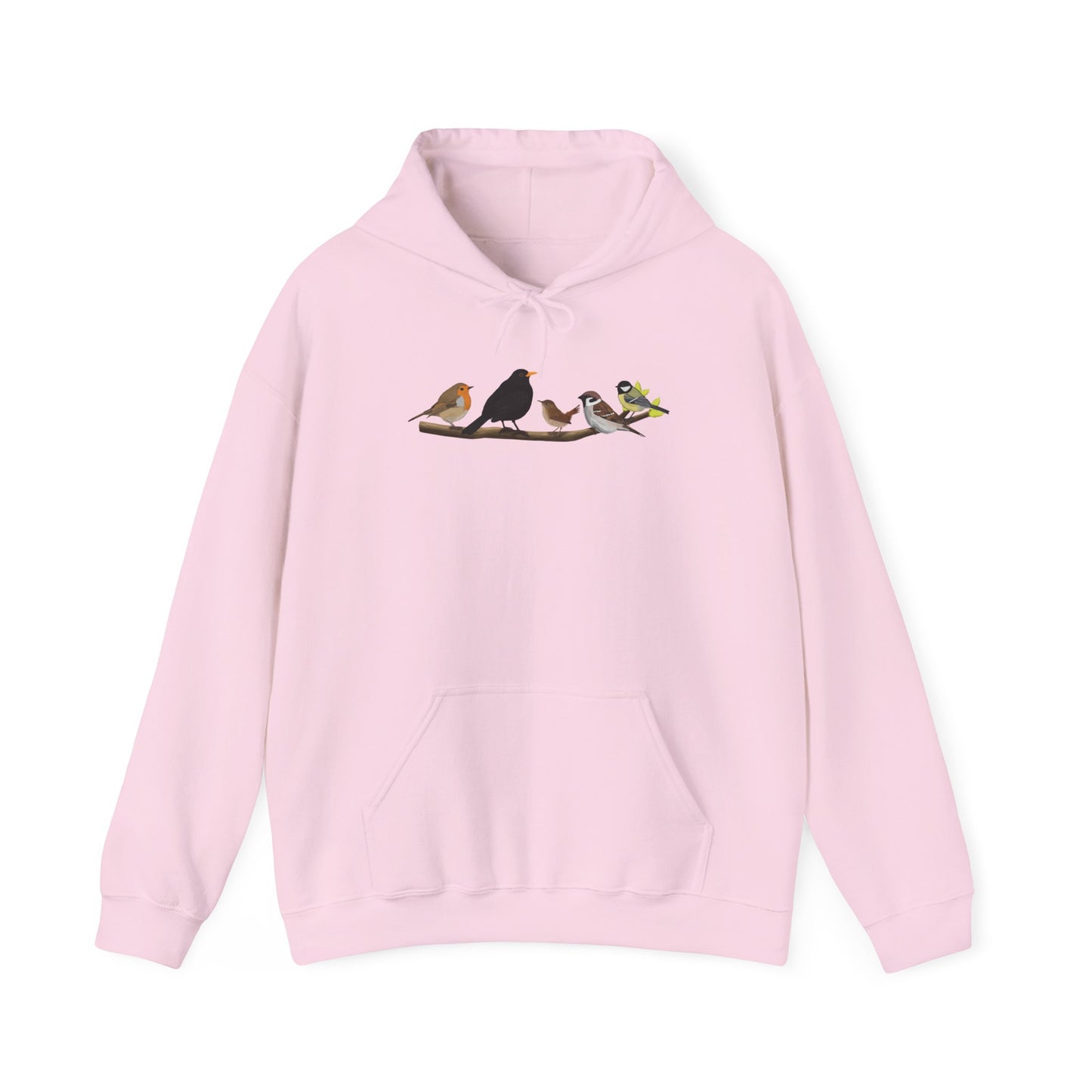 Vögel auf einem Ast Hoodie - Amsel Rotkehlchen Kohlmeise Kapuzenpullover für Vogelbeobachter & Naturliebhaber