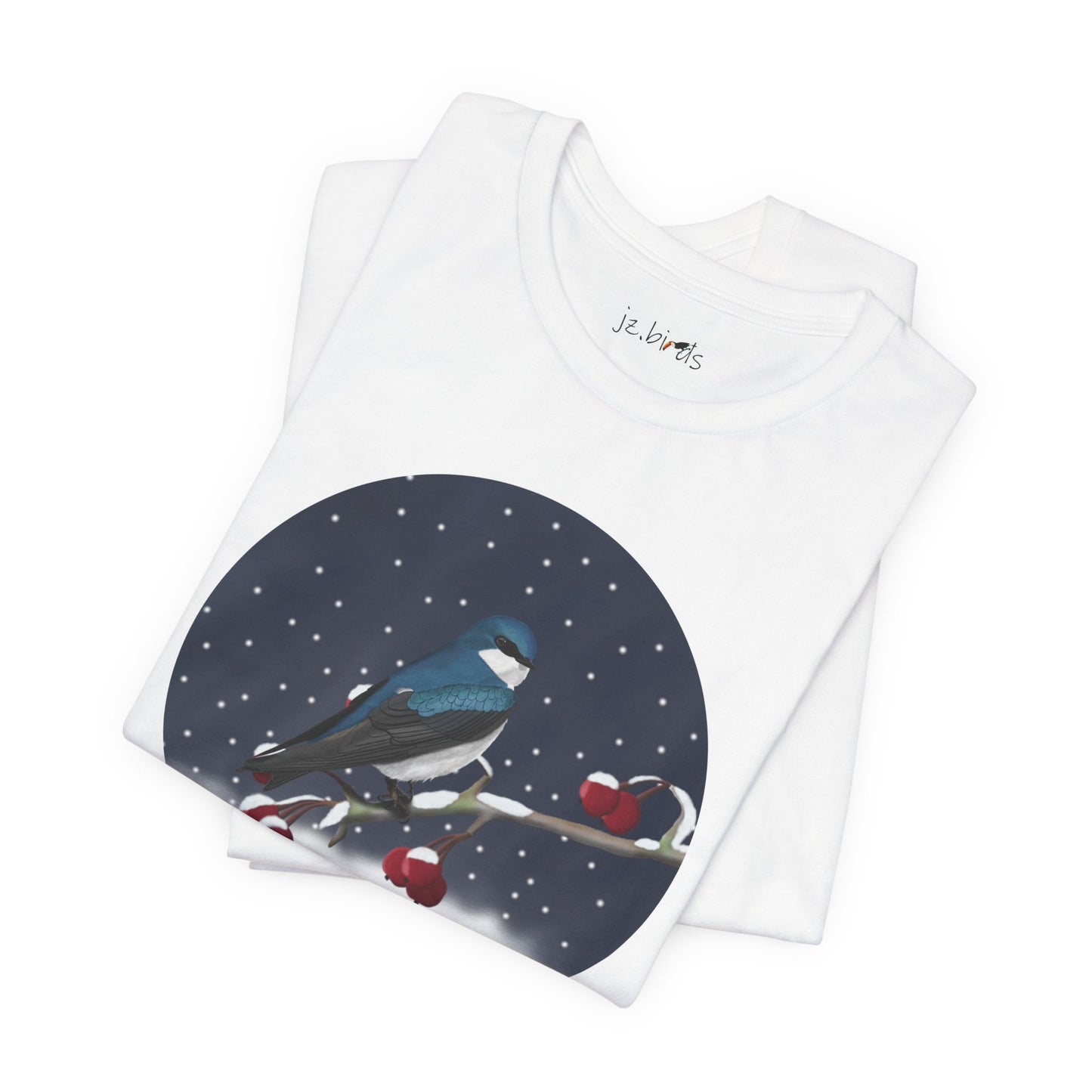Tree Swallow on a Winter Branch Birdwatcher Christmas Bird T-Shirt