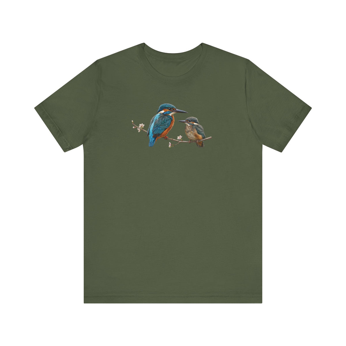 Kingfisher & Fledgling T-Shirt | Spring Blossoms Unisex Graphic Tee
