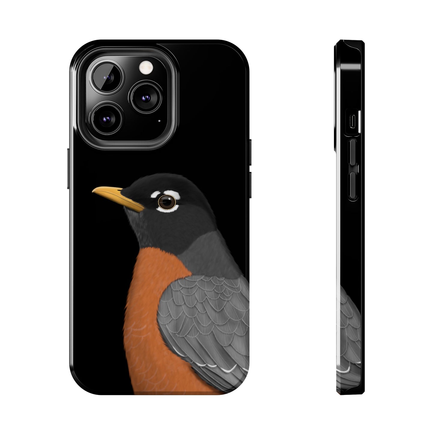 Robin Bird Art Tough Phone Case Black