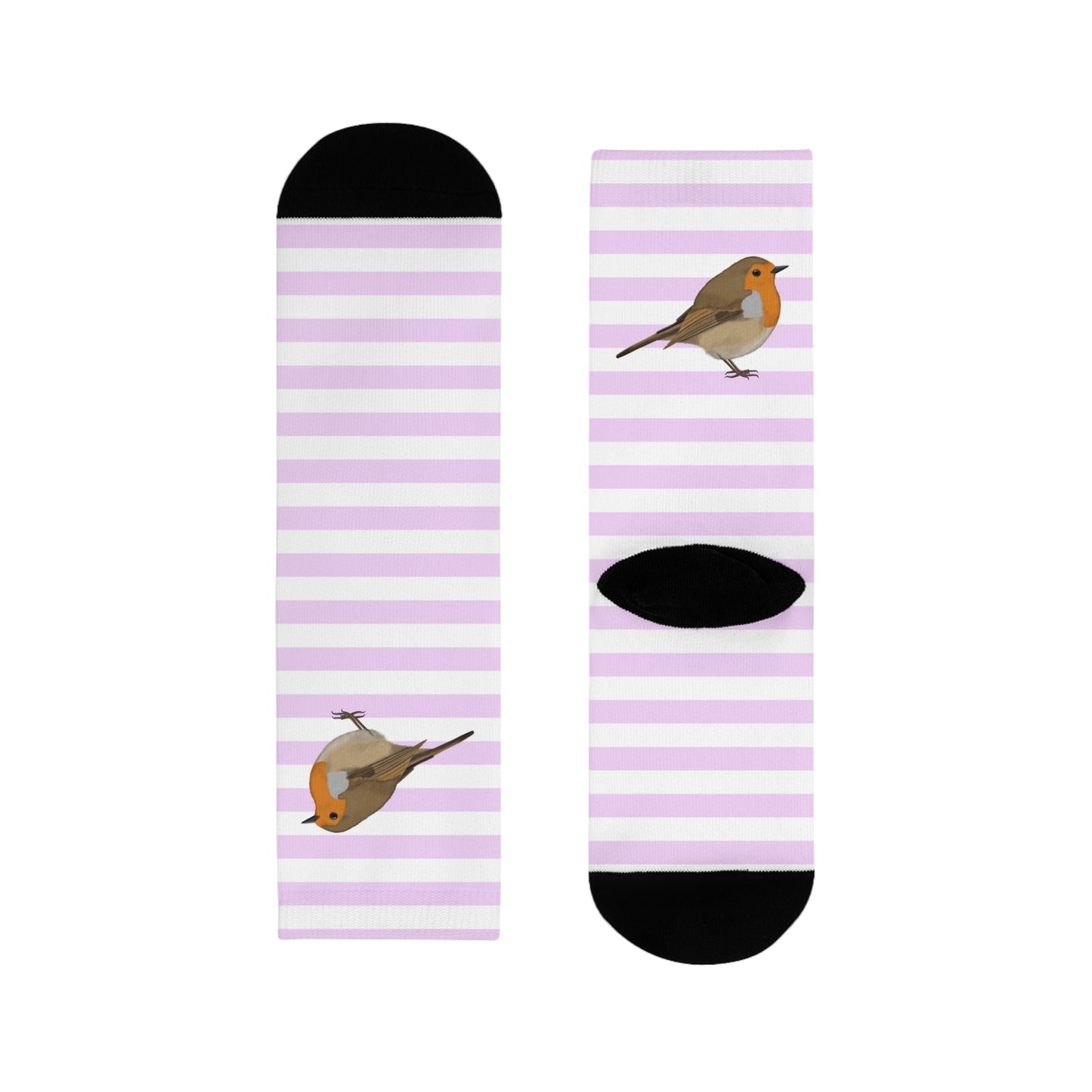 Rotkehlchen Vogel Socken mit Rosa Weißen Streifen für Vogelfreunde & Vogelbeobachter