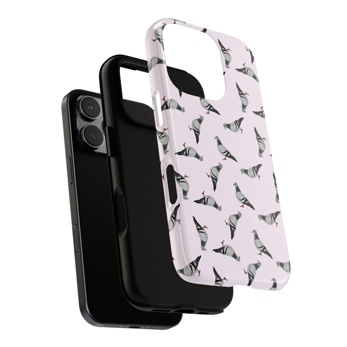 Coque de téléphone portable rose avec motif de colombe | Motif d'oiseau pour iPhone et Google Pixel