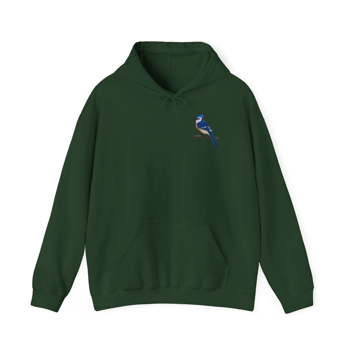 Blauhäher (Blue Jay) Kapuzenpullover – Minimalistischer Hoodie mit Vogelmotiv auf Ast