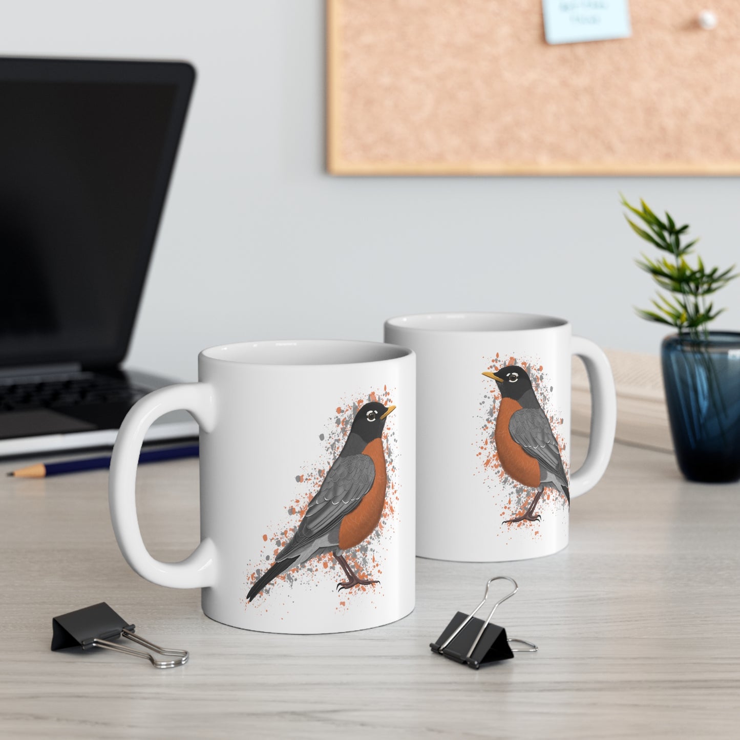 American Robin Bird Ceramic Mug 11oz White
