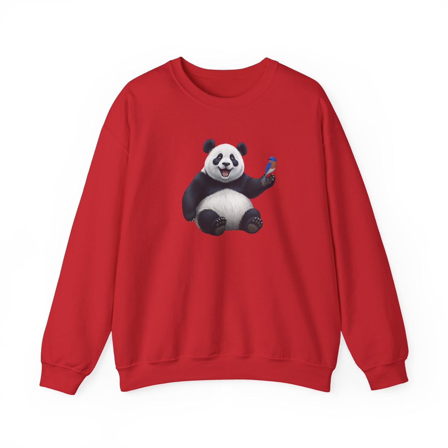 Panda Bear with a Bluebird Sweatshirt Bird & Animal Lover