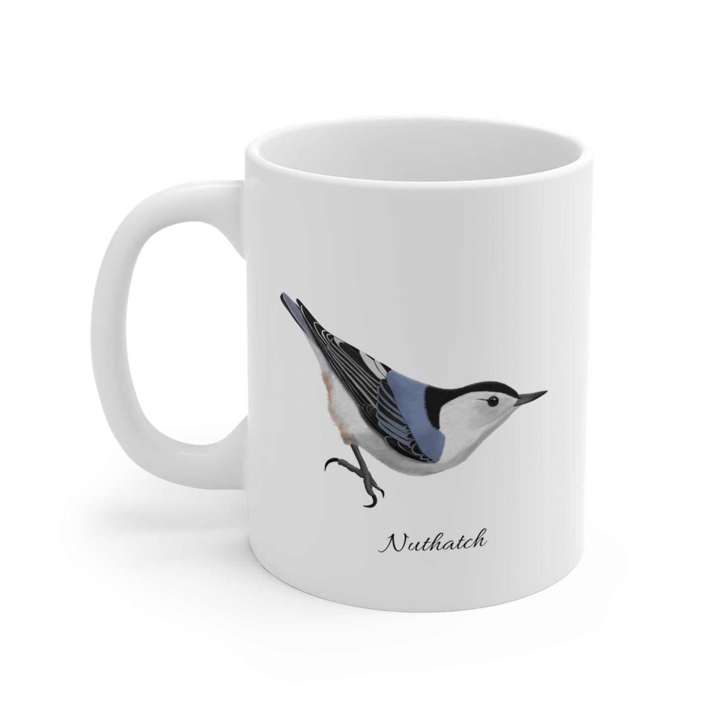 Nuthatch Bird Ceramic Mug Birdwatcher White
