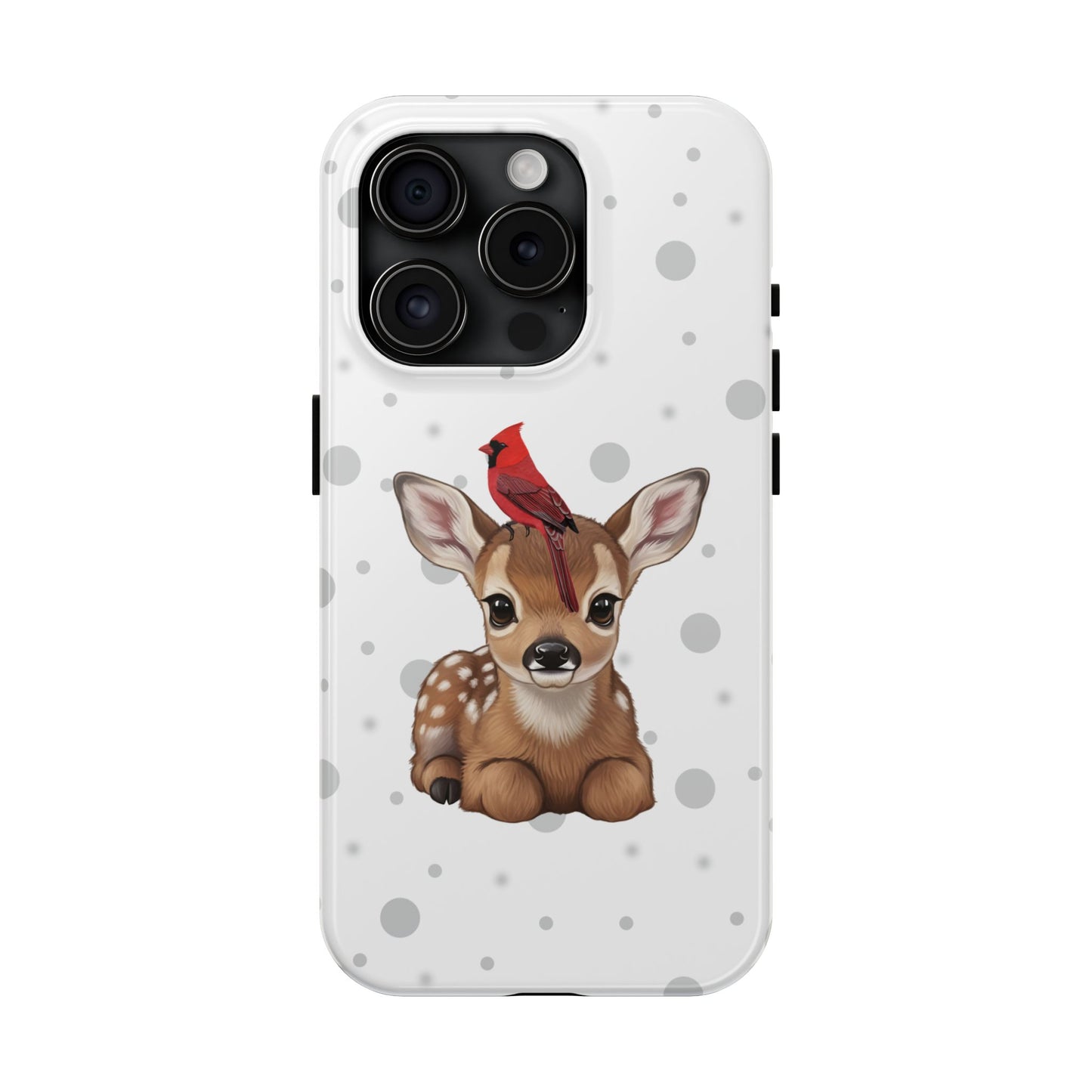 Cute Fawn with a Cardinal Animal iPhone Case - Dual-Layer PC/TPU Protective Cover for iPhone