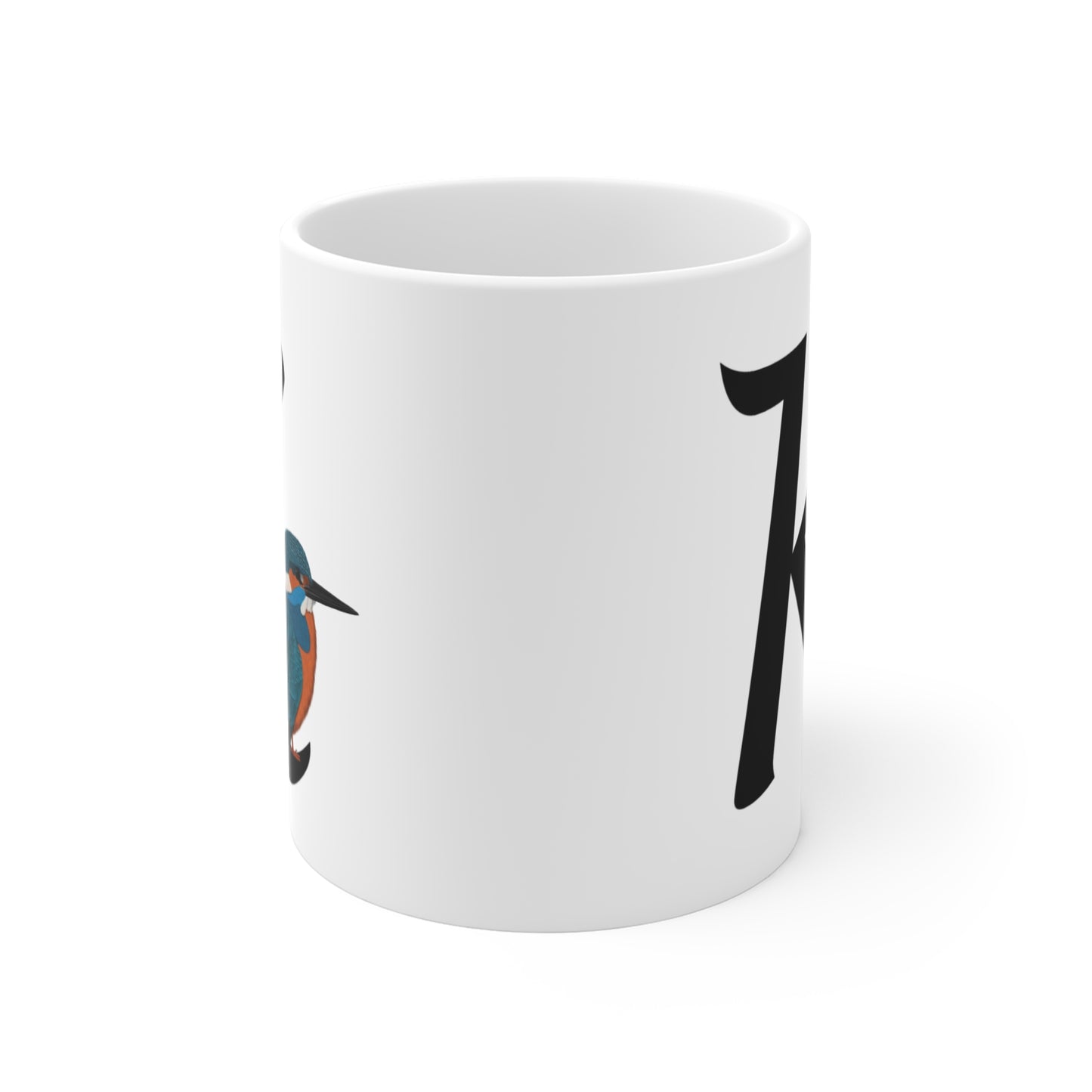Kingfisher Letter K Bird Ceramic Mug 11oz White