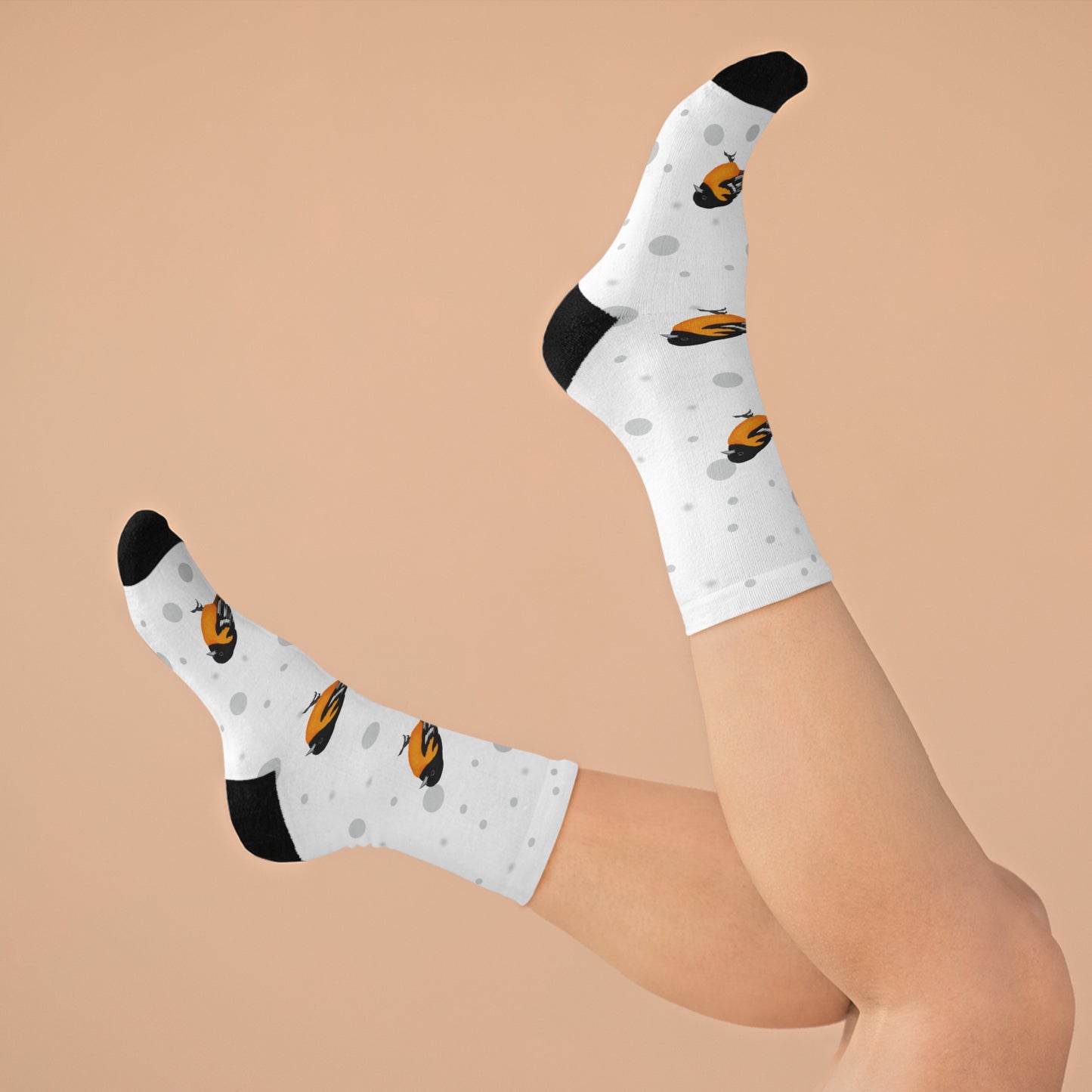 Baltimore Oriole Socks White Bird Socks for Bird Lovers One Size