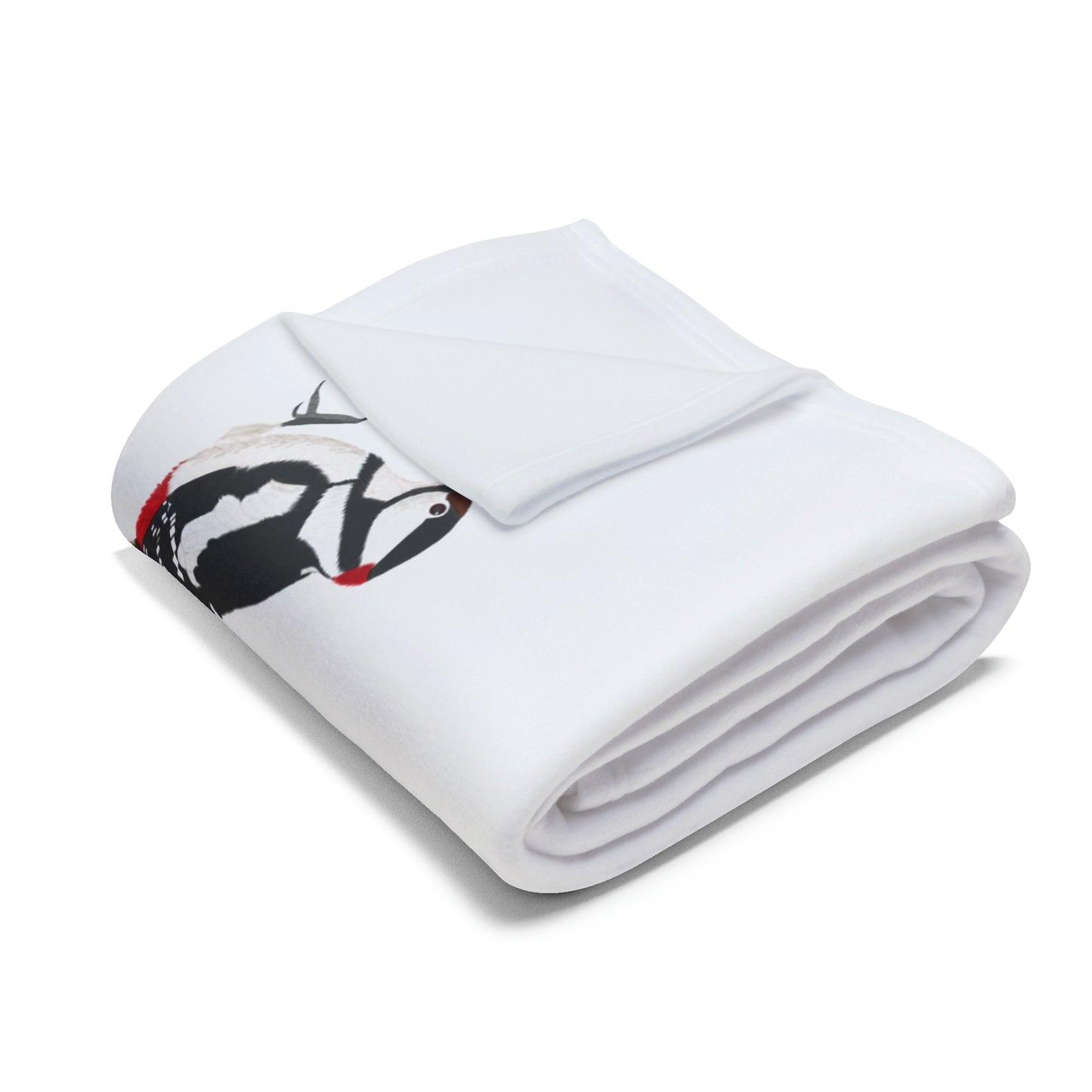 Woodpecker Bird Arctic Fleece Blanket White