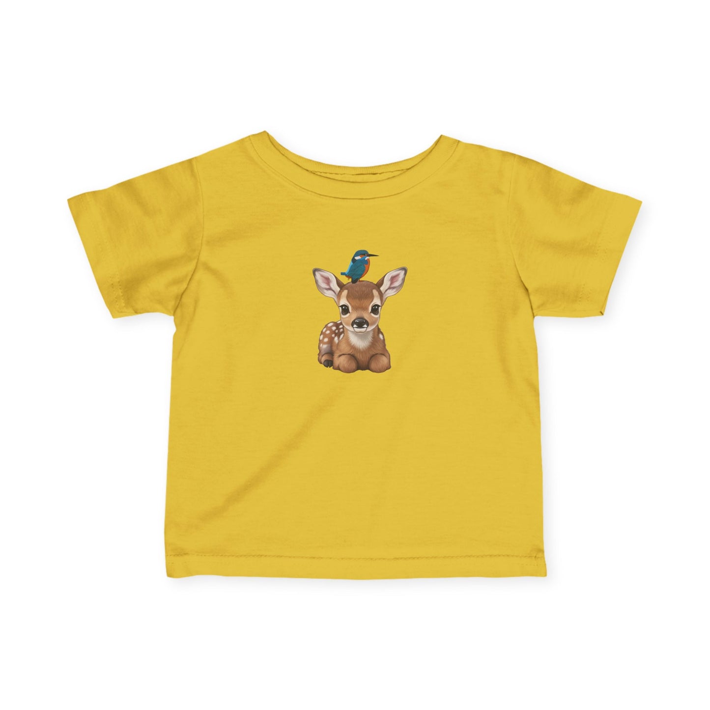 Rehkitz mit Eisvogel Baby T-Shirt Süßes Tiermotiv