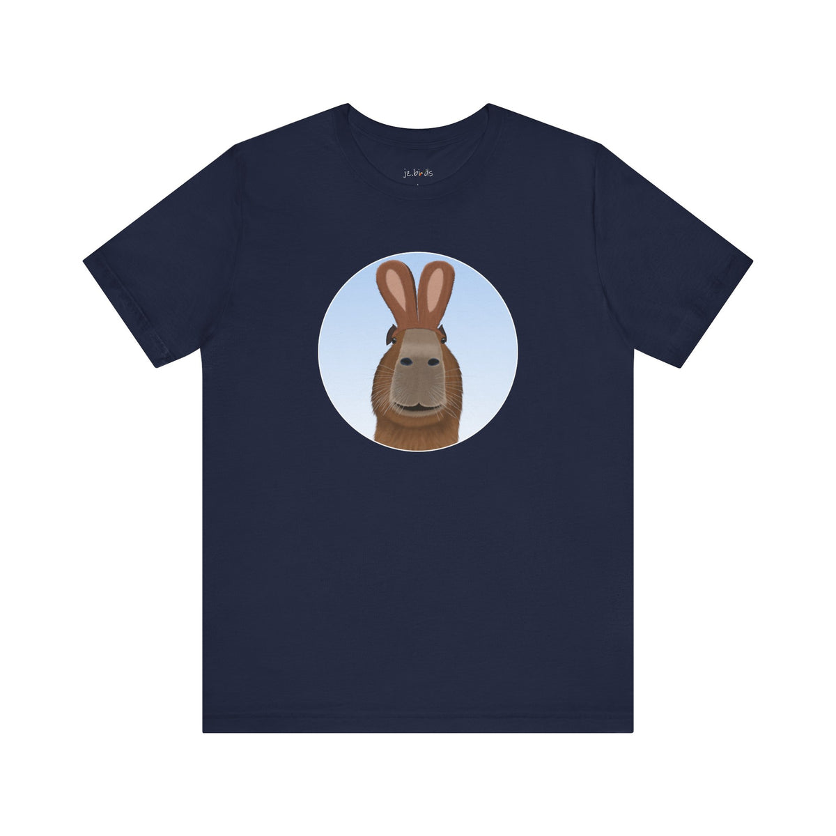 Capybara with Rabbit Ears Funny Bunny Easter T-Shirt in Black