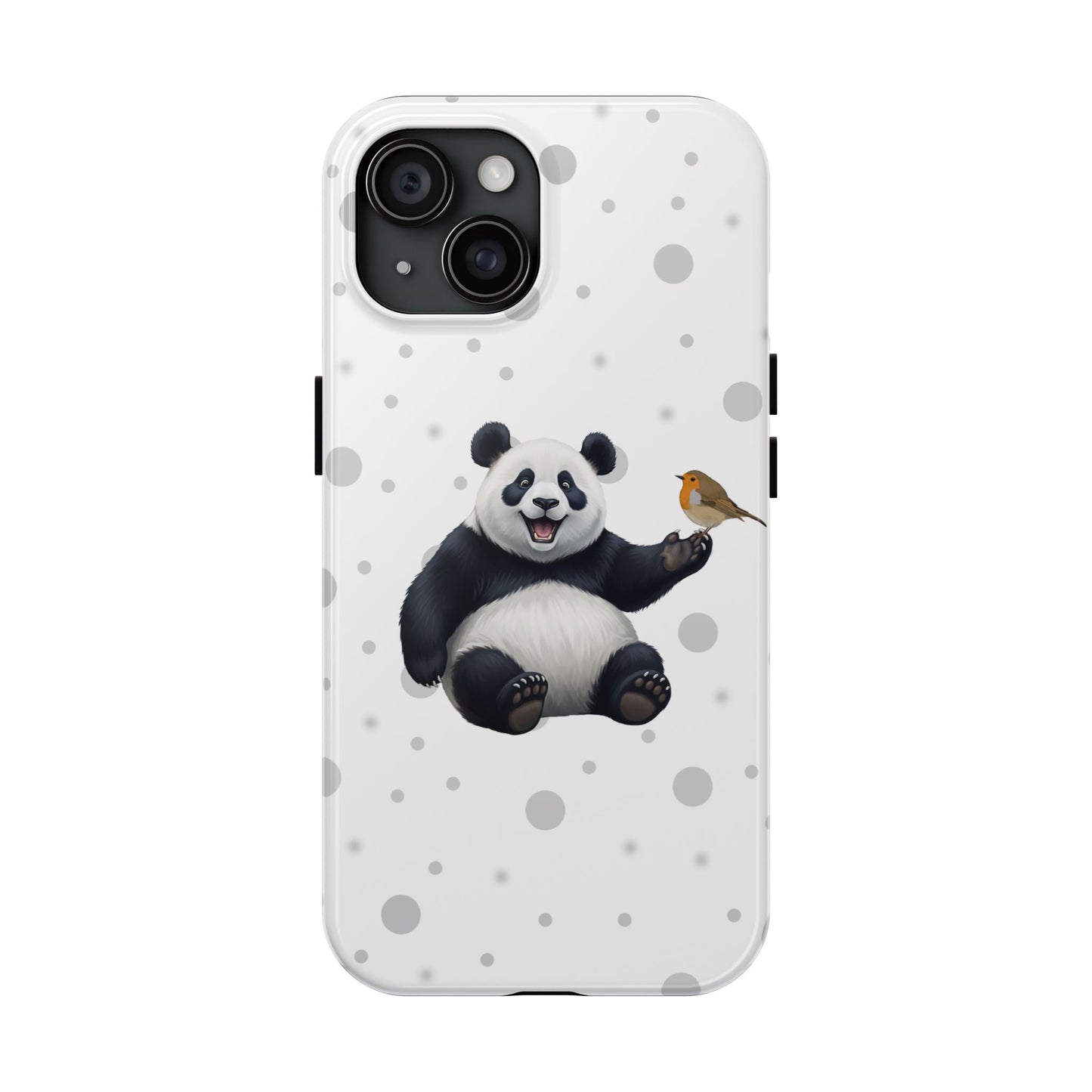 Cute Panda Bear with European Robin Animal iPhone Case - Dual-Layer PC/TPU Protective Cover for iPhone