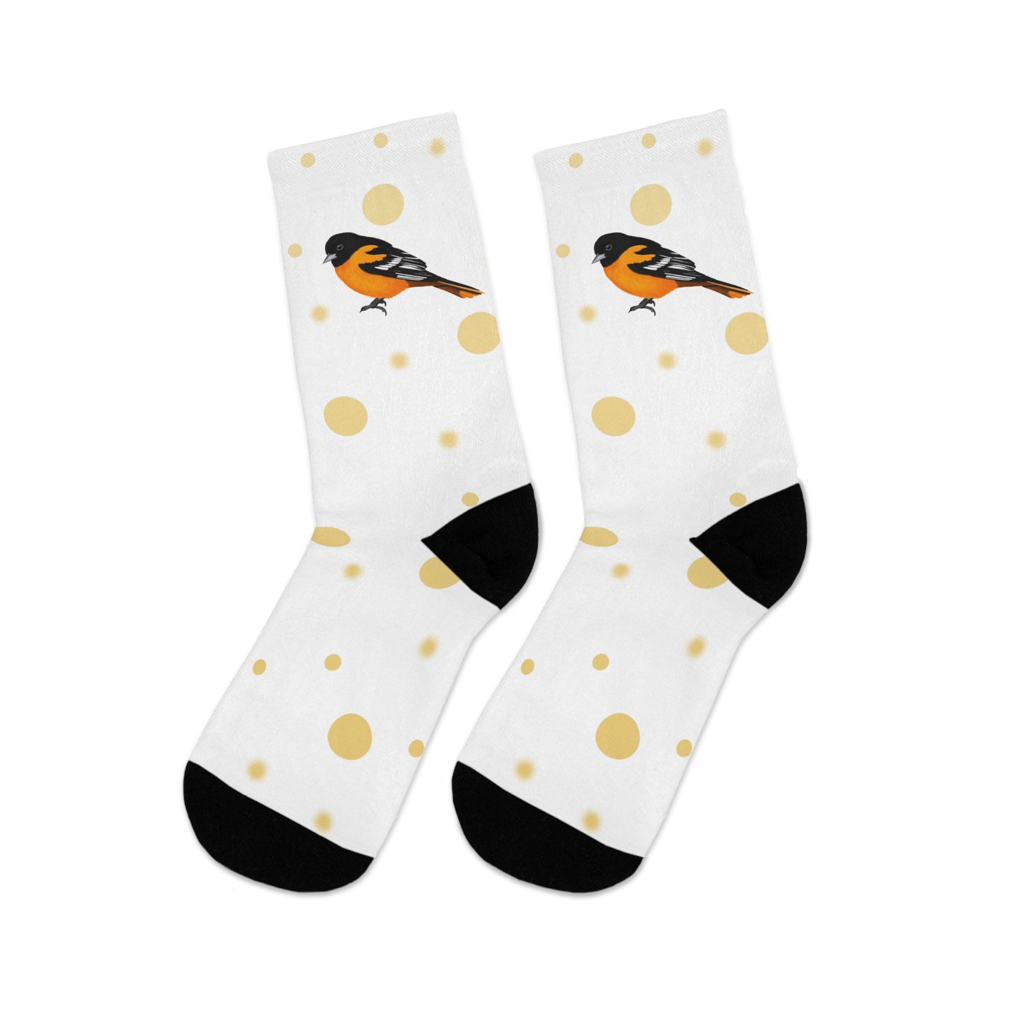 Baltimore Oriole with Golden Dots Birding & Birdwatching Bird Socks White