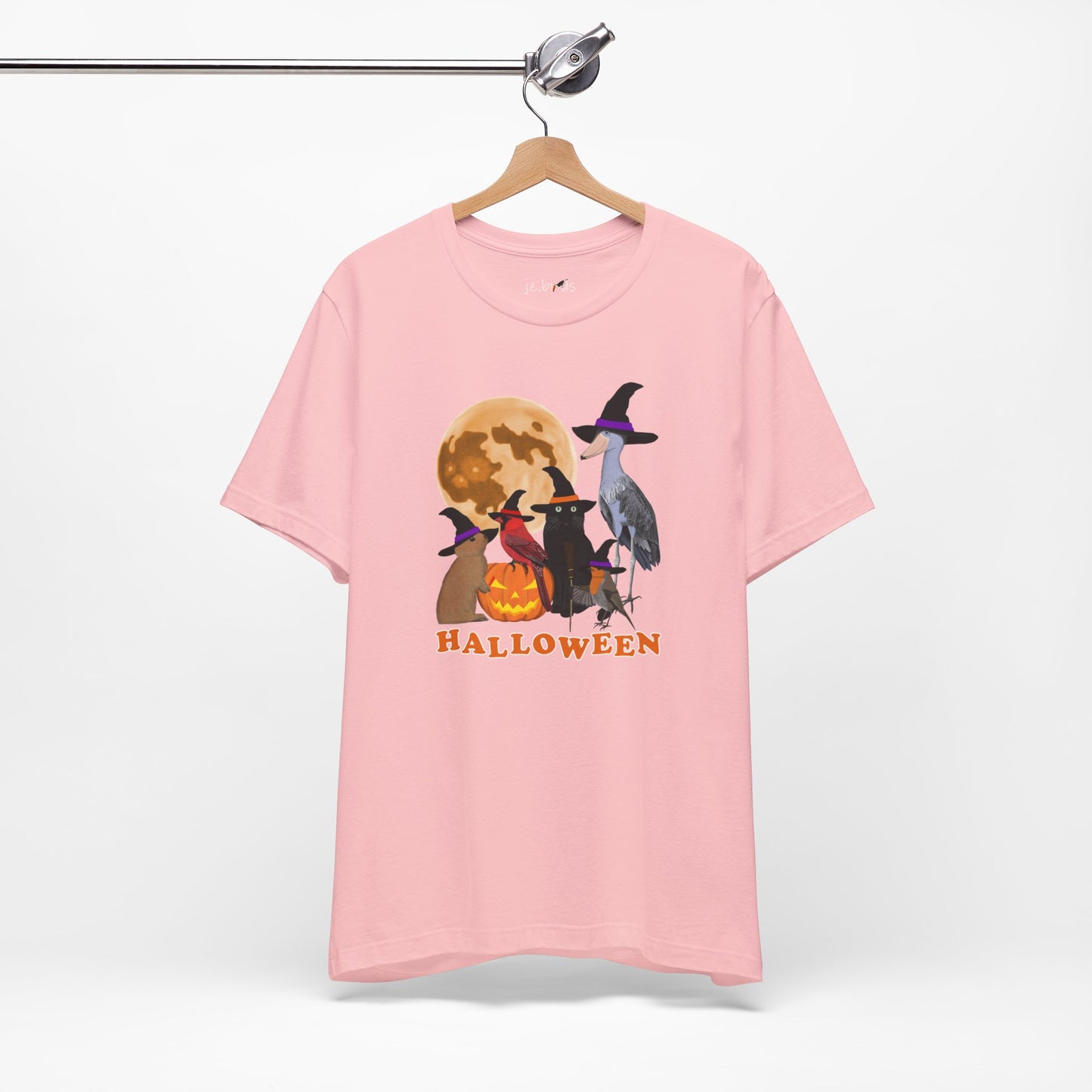 Cardinal Robin Shoebill with Cat and Bunny Halloween Bird T-Shirt
