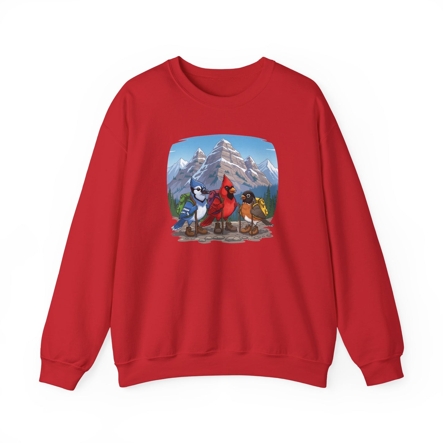 Birds Hiking Sweatshirt Funny Cardinal Robin Blue Jay on a Hike Bird Watchers & Bird Lovers