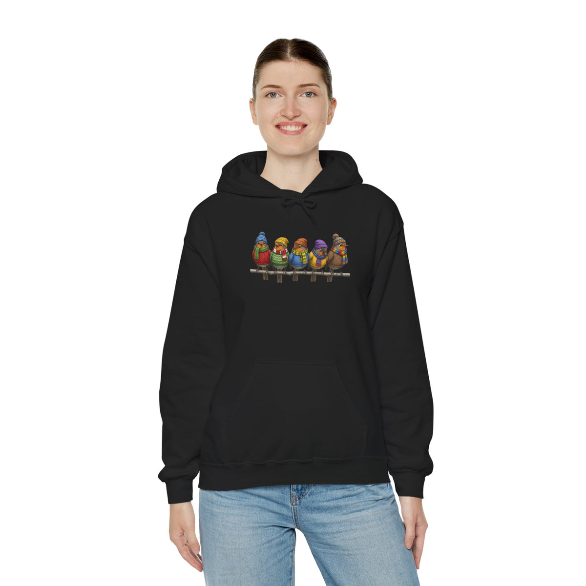Rotkehlchen in Strick Hoodie - Vogel Kapuzenpullover für Vogelbeobachter & Naturliebhaber mit Vogelmotiv