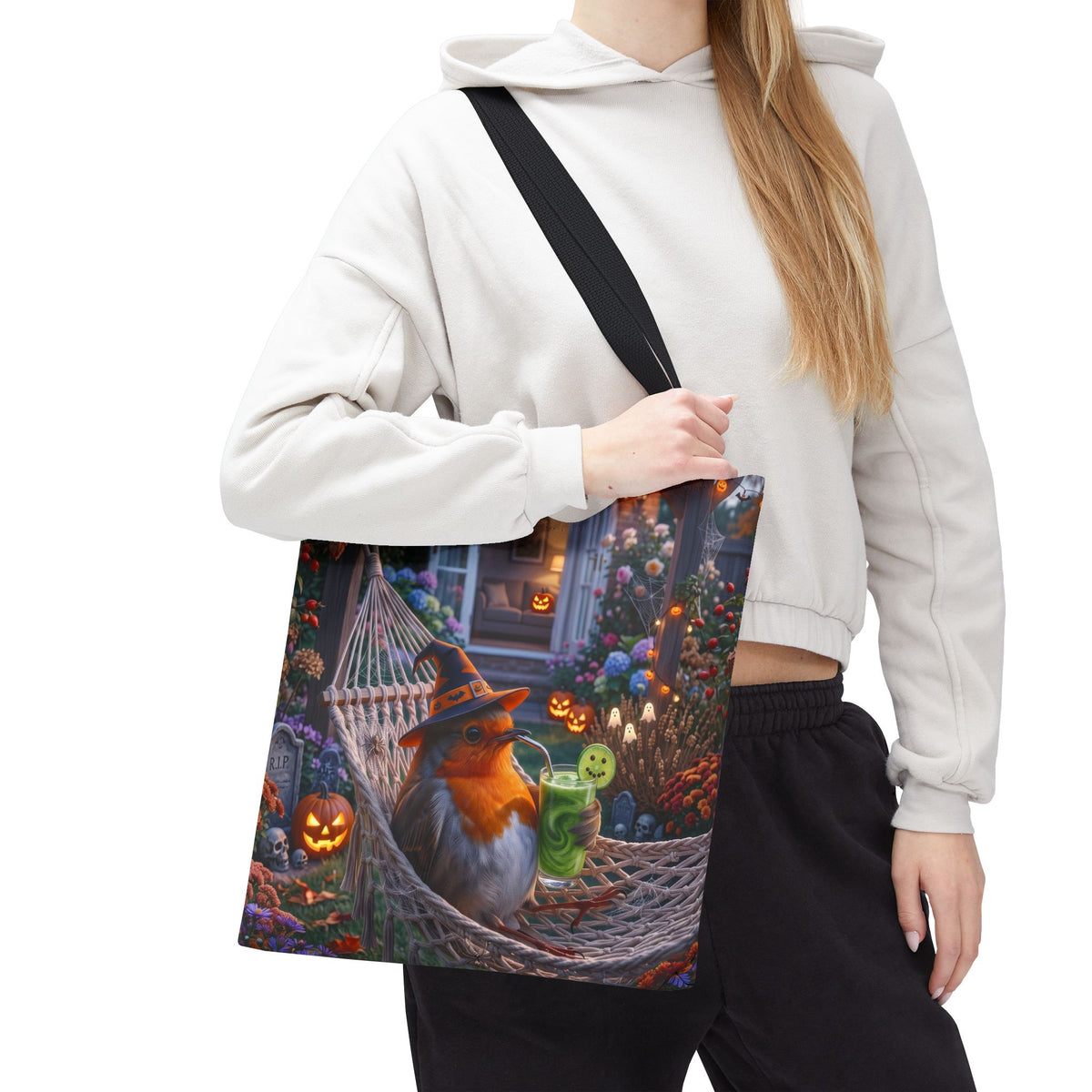 Robin Rosi Halloween Hammock Tote Bag for Spooky Season and Cozy Fall Lovers