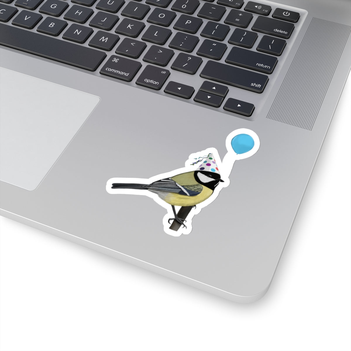 Chickadee Balloon Birthday Kiss-Cut Sticker - jz.birds