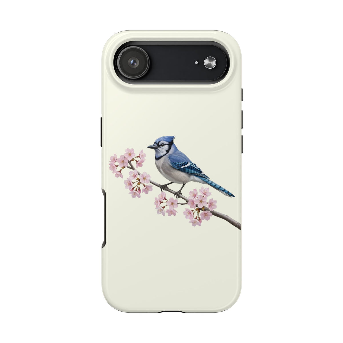 Blue Jay & Cherry Blossom Tough iPhone Case Creamy White
