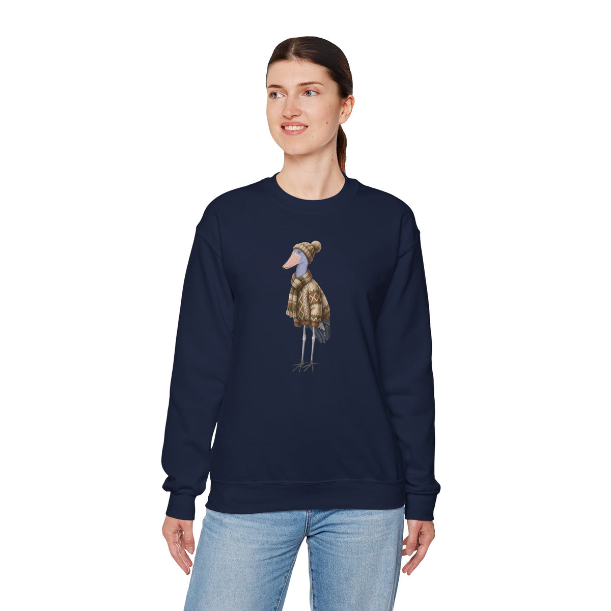 Shoebill Winter Sweatshirt | Bird Watcher Crewneck | Unisex Songbirds Wearing Knit Gift for Bird Lovers