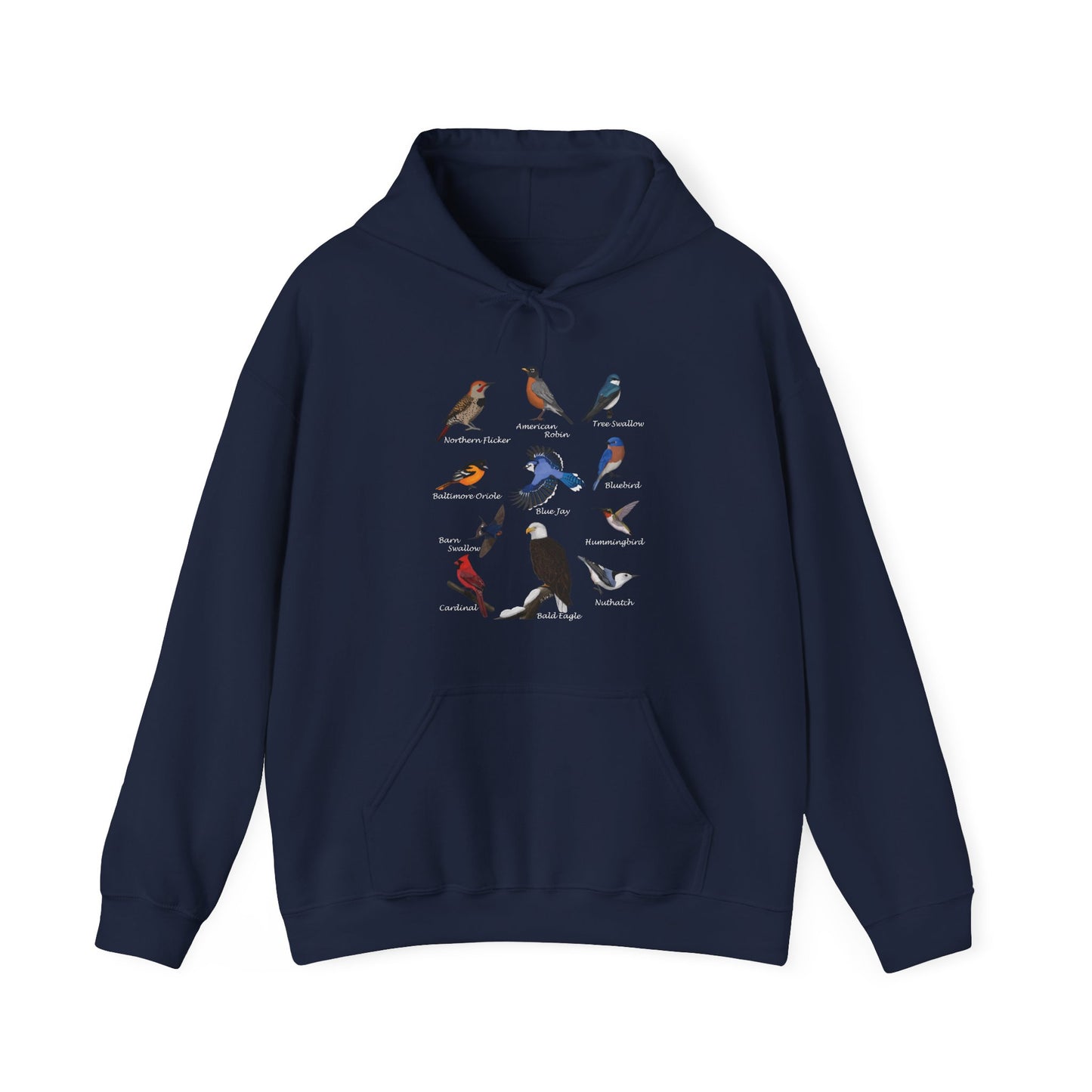 Hummingbird, Blue Jay, Cardinal, Robin and Eagle Hoodie – bird DTG style