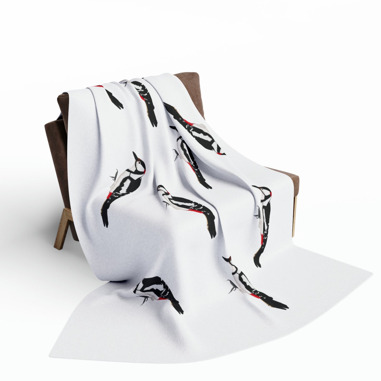 Woodpecker Bird Arctic Fleece Blanket White