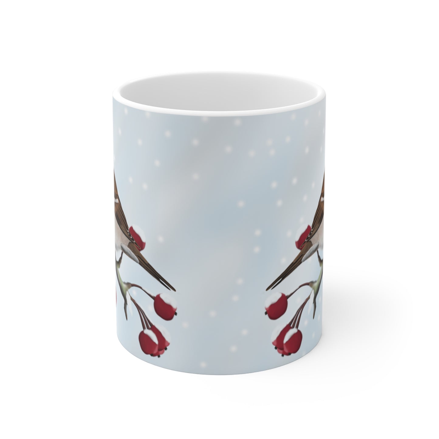 Sparrow Winter Bird Ceramic Mug 11oz - jz.birds