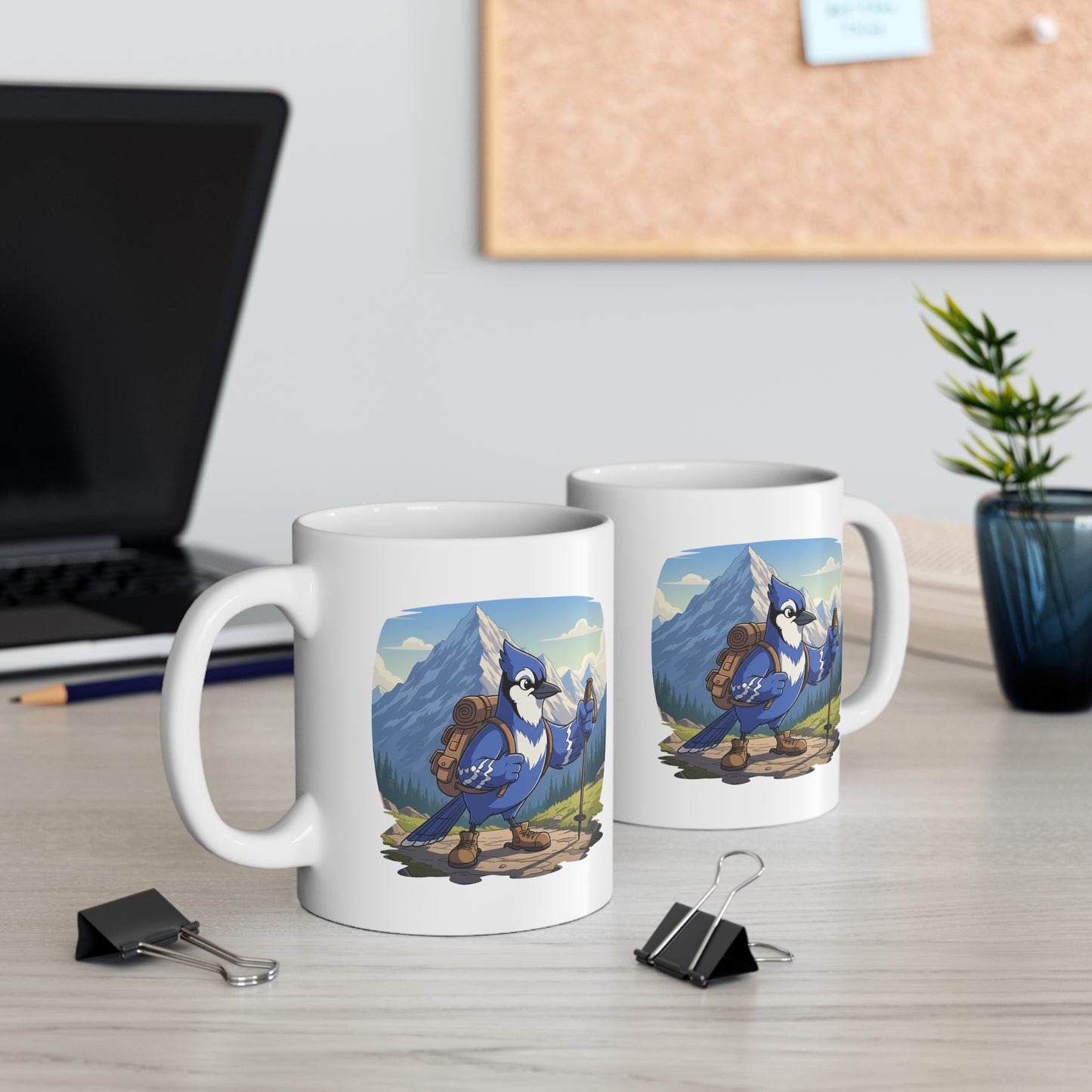 Blue Jay on a Hike Mug for Hiking Lovers & Bird Watchers 11oz