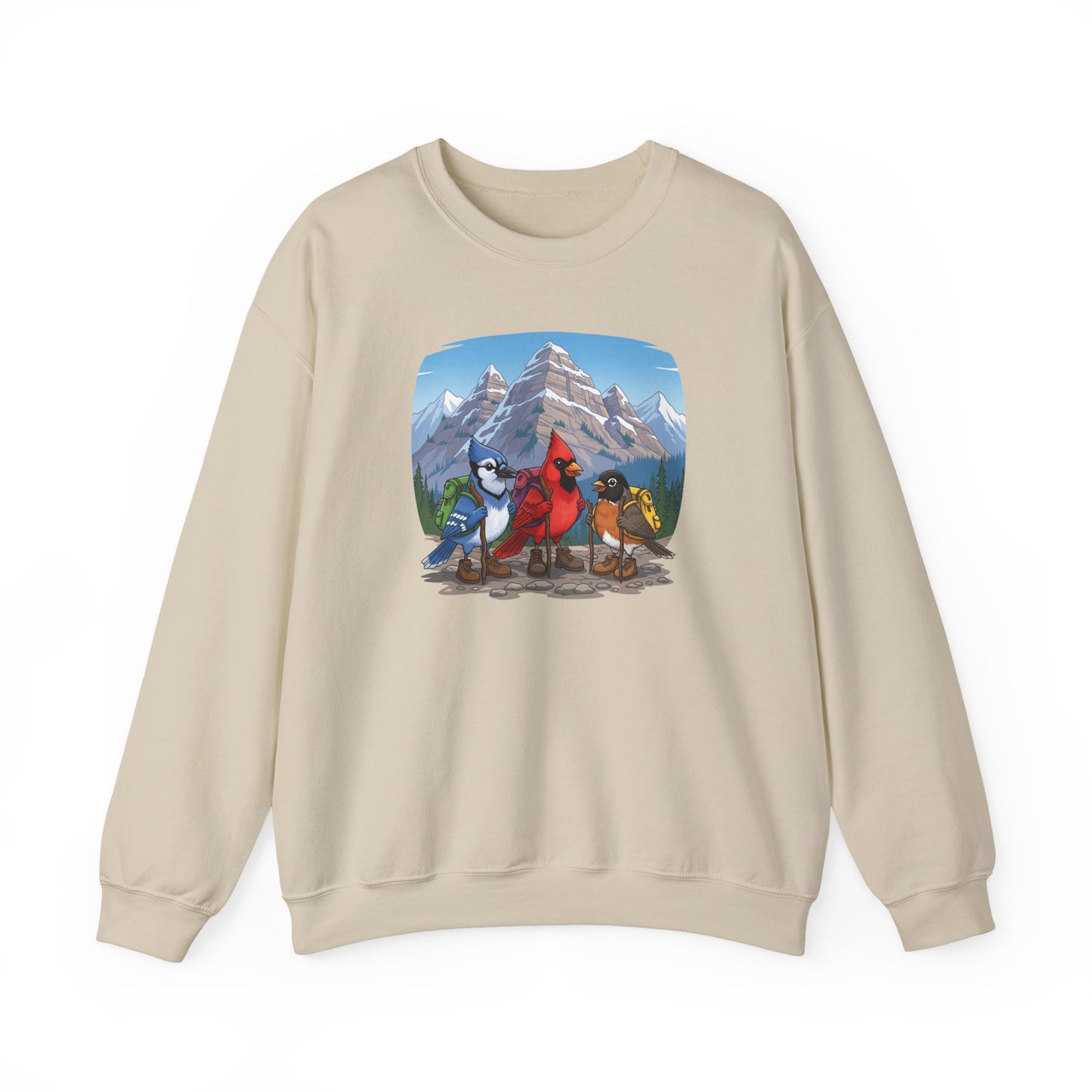 Birds Hiking Sweatshirt Funny Cardinal Robin Blue Jay on a Hike Bird Watchers & Bird Lovers