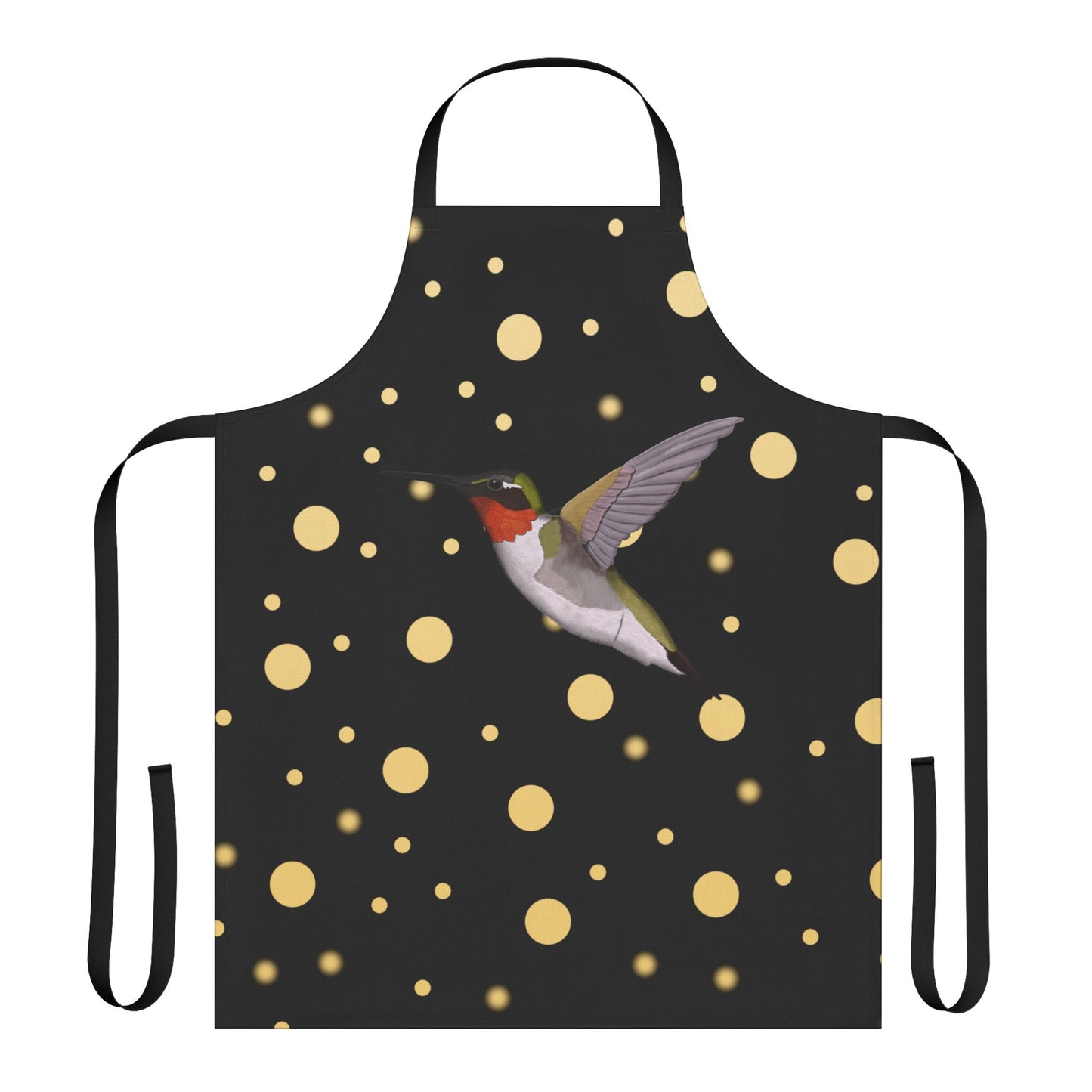 Hummingbird Golden Dots Birdlover Bird Art Apron Black