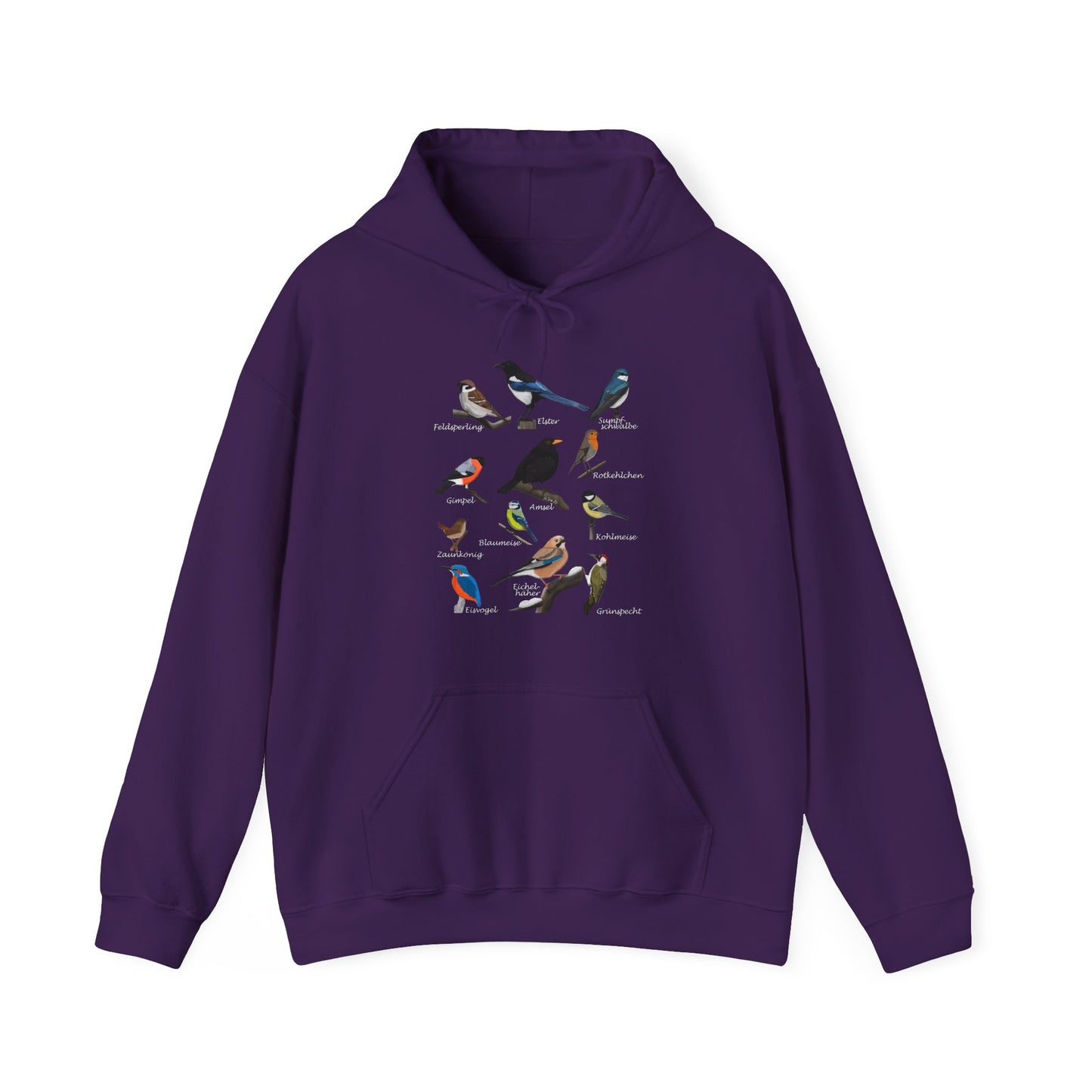 Gartenvögel Vogel Hoodie - Amsel Rotkehlchen Blaumeise Kapuzenpullover für Vogelbeobachter & Naturliebhaber mit Vogelmotiv