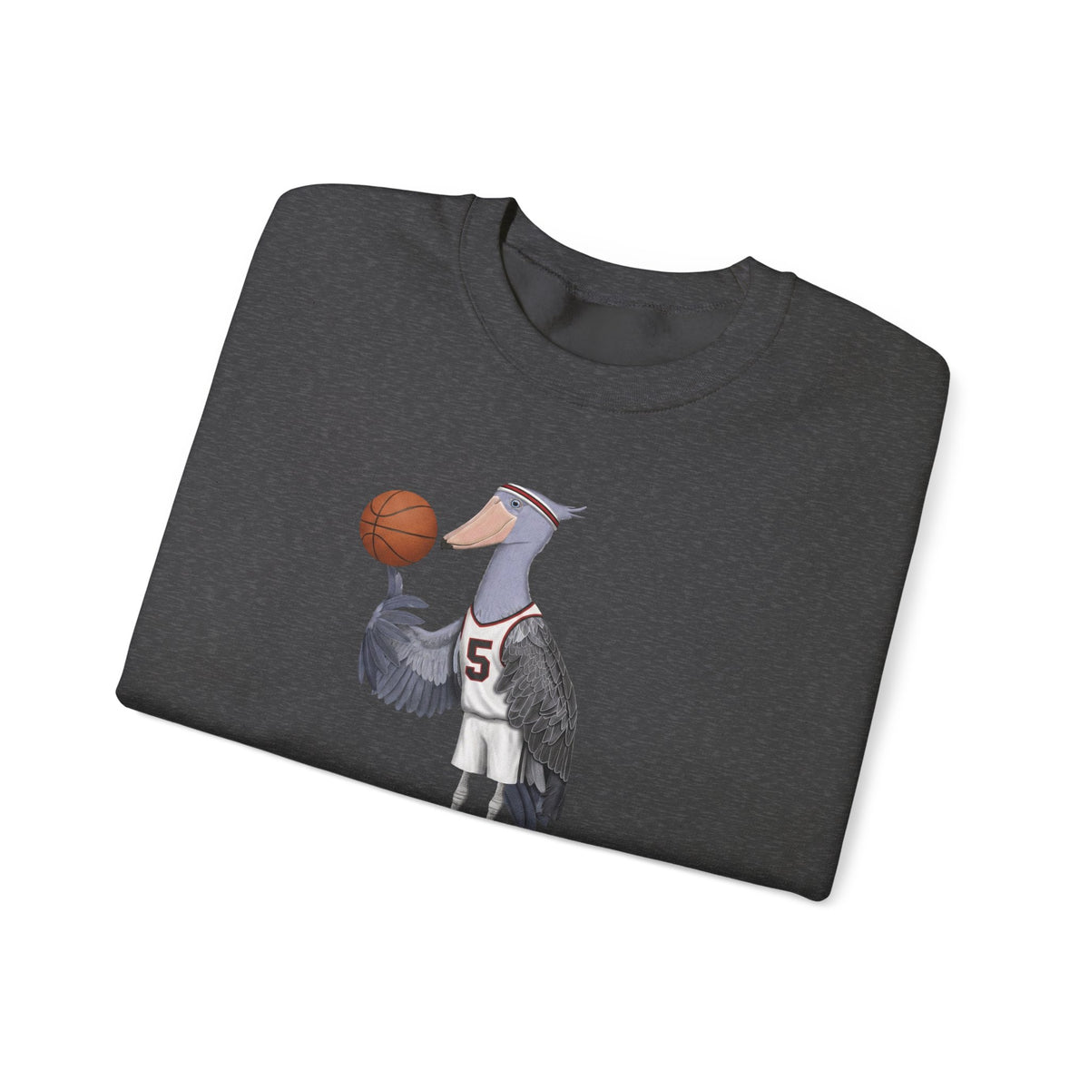 Shoebill Funny Basketball Bird Sweatshirt | Bird Watcher Crewneck | Unisex Unique Hoops Fan Gift