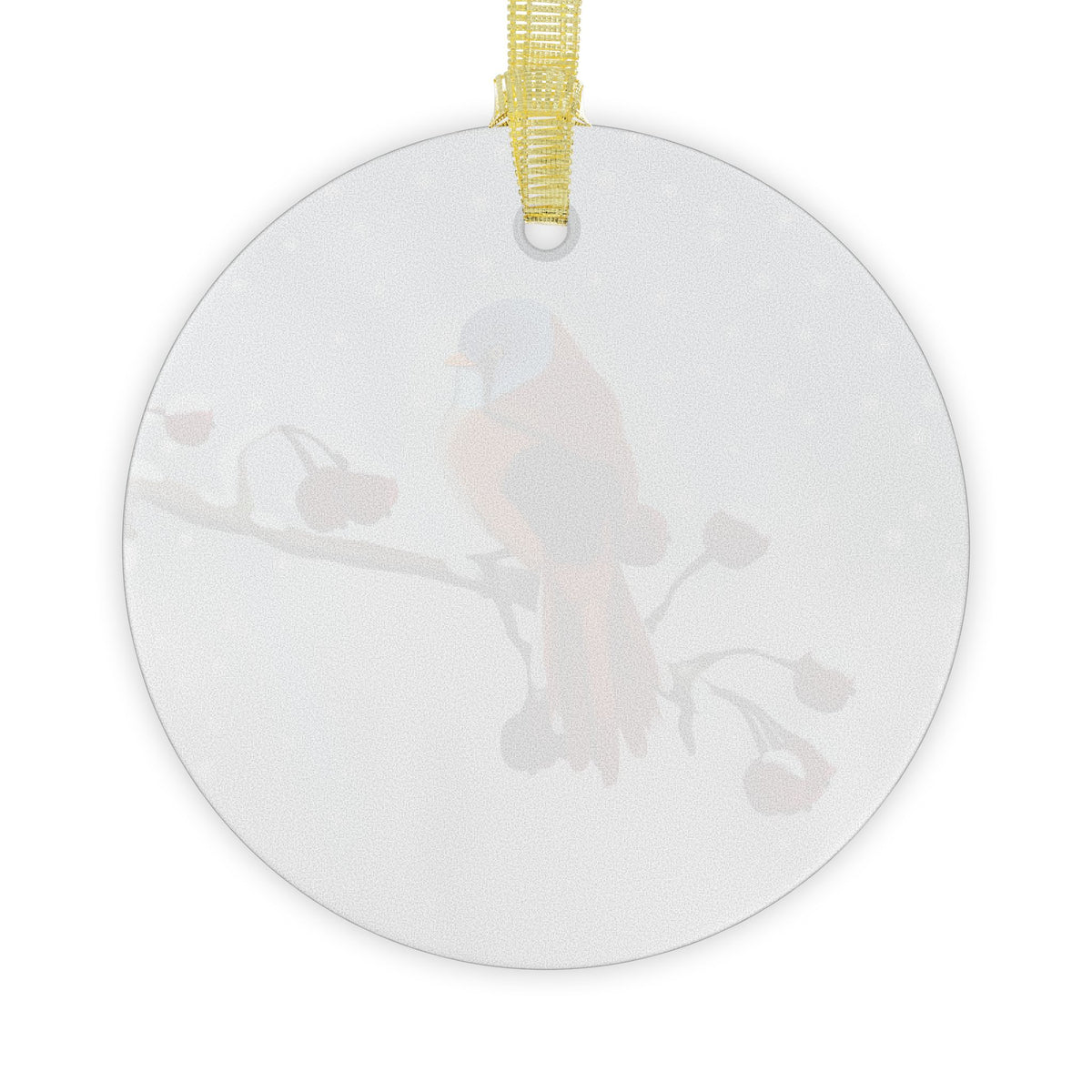 Bearded Reedling Snow Bird Christmas Glass Ornament White Ornaments –