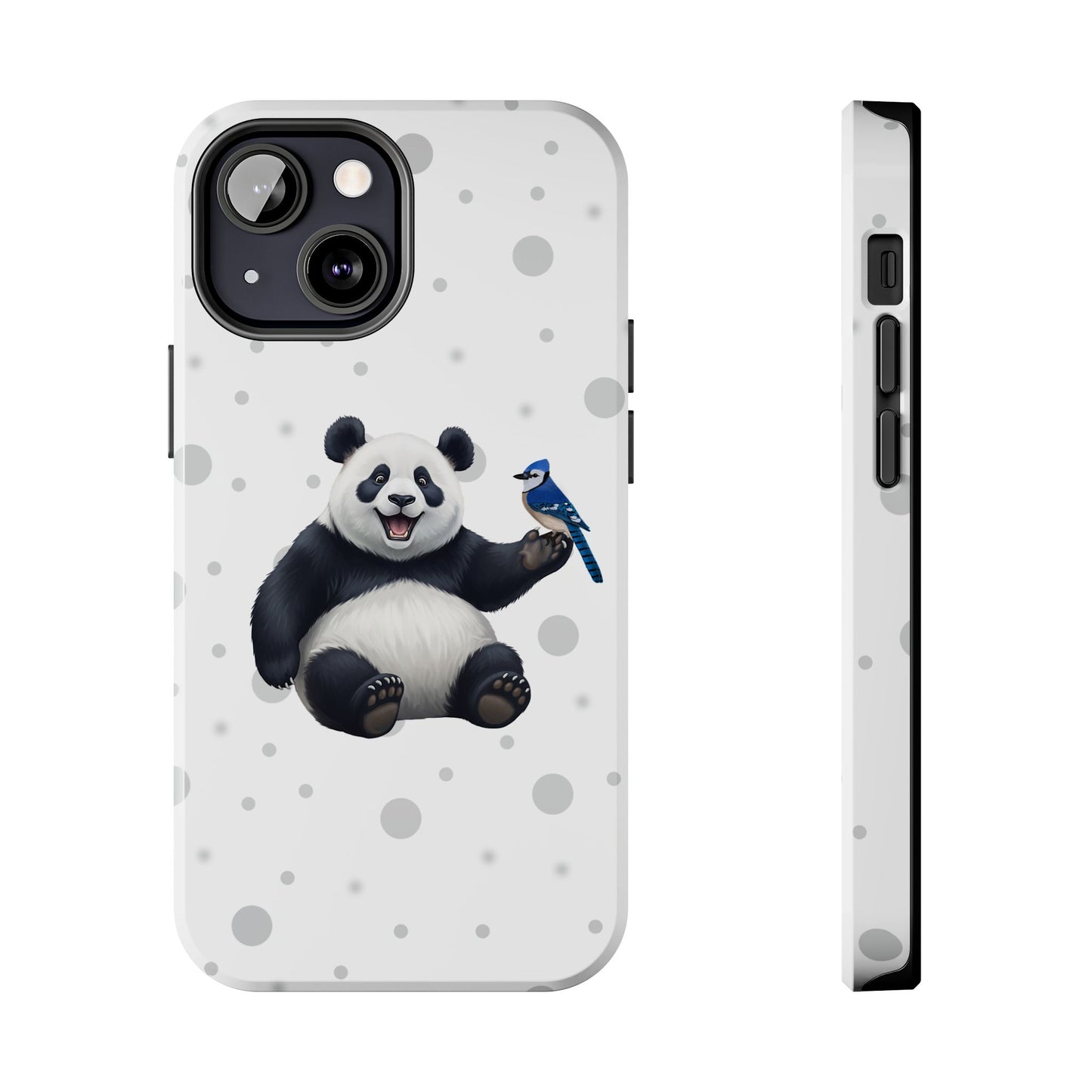 Cute Panda Bear with a Blue Jay Animal iPhone Case - Dual-Layer PC/TPU Protective Cover for iPhone