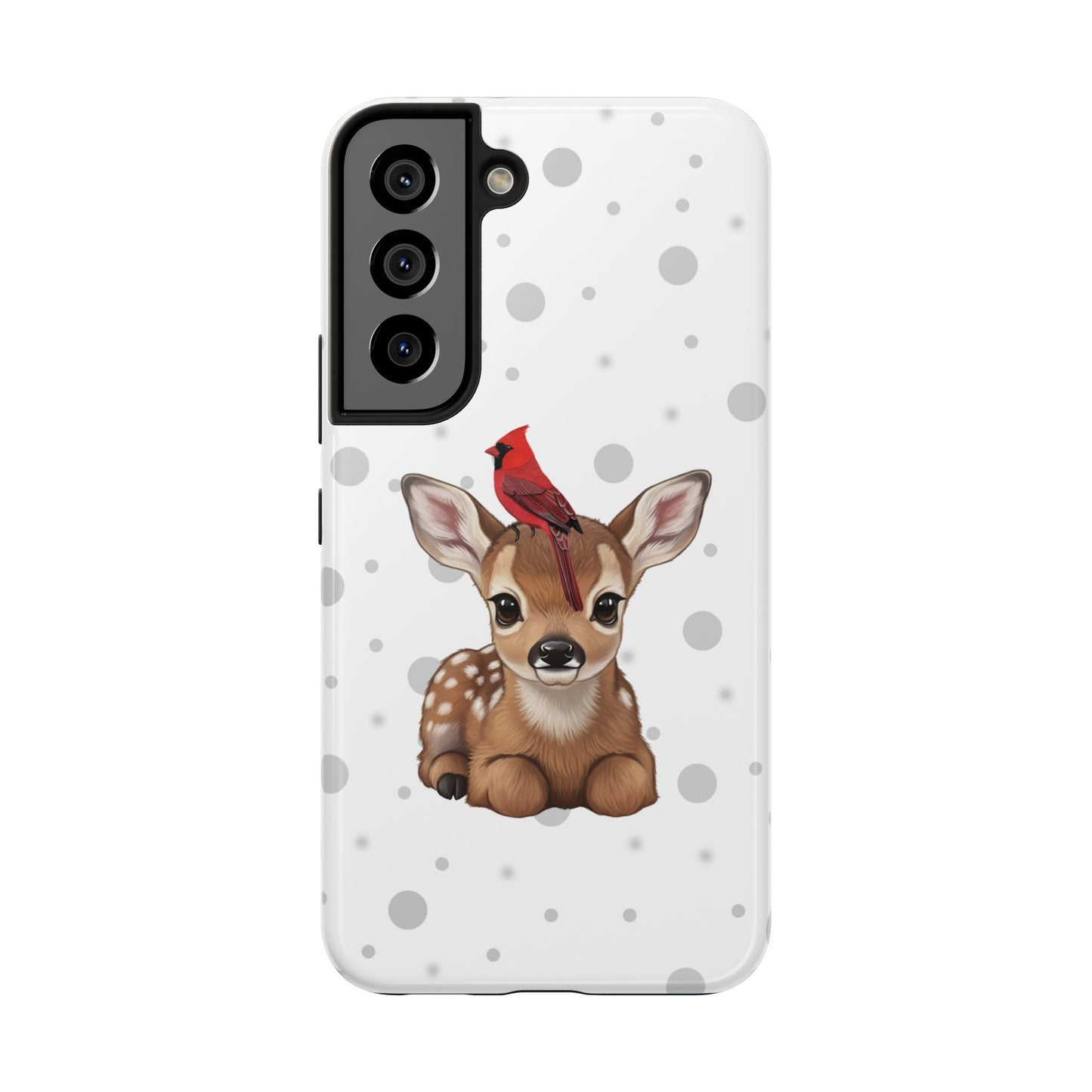 Cute Fawn with a Cardinal Animal iPhone Case - Dual-Layer PC/TPU Protective Cover for iPhone