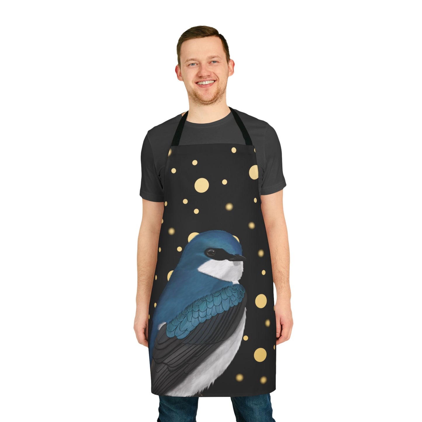 Tree Swallow Golden Dots Birdlover Bird Art Apron Black