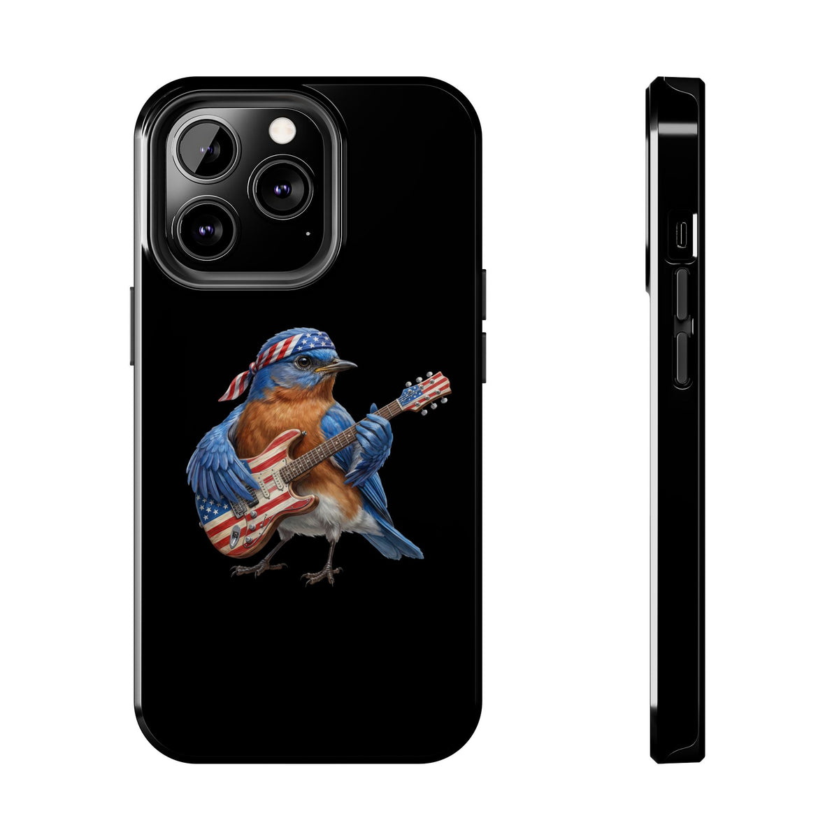 Bluebird with Guitar iPhone Case – Premium Tough Phone Cover Black