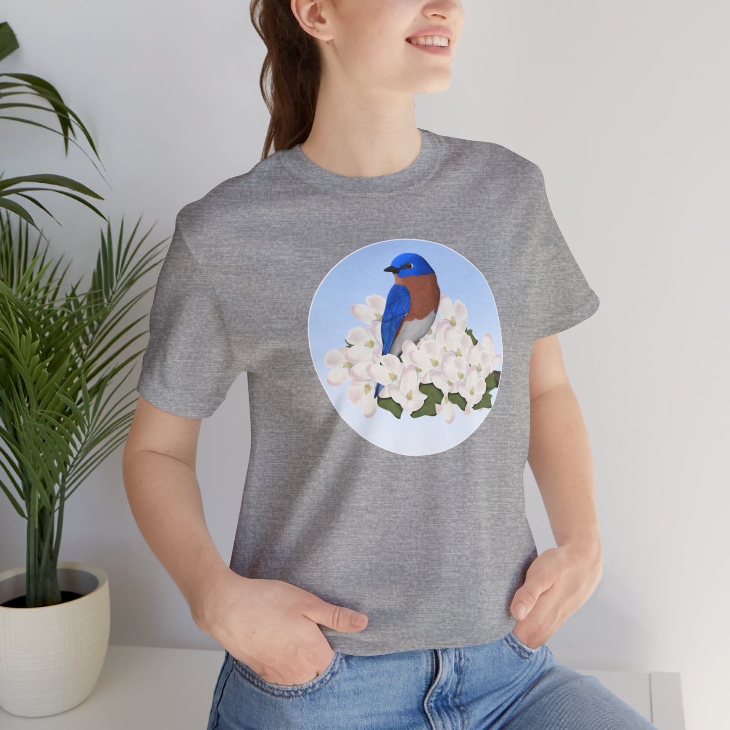 Bluebird and Spring Apple Blossoms Bird T-Shirt