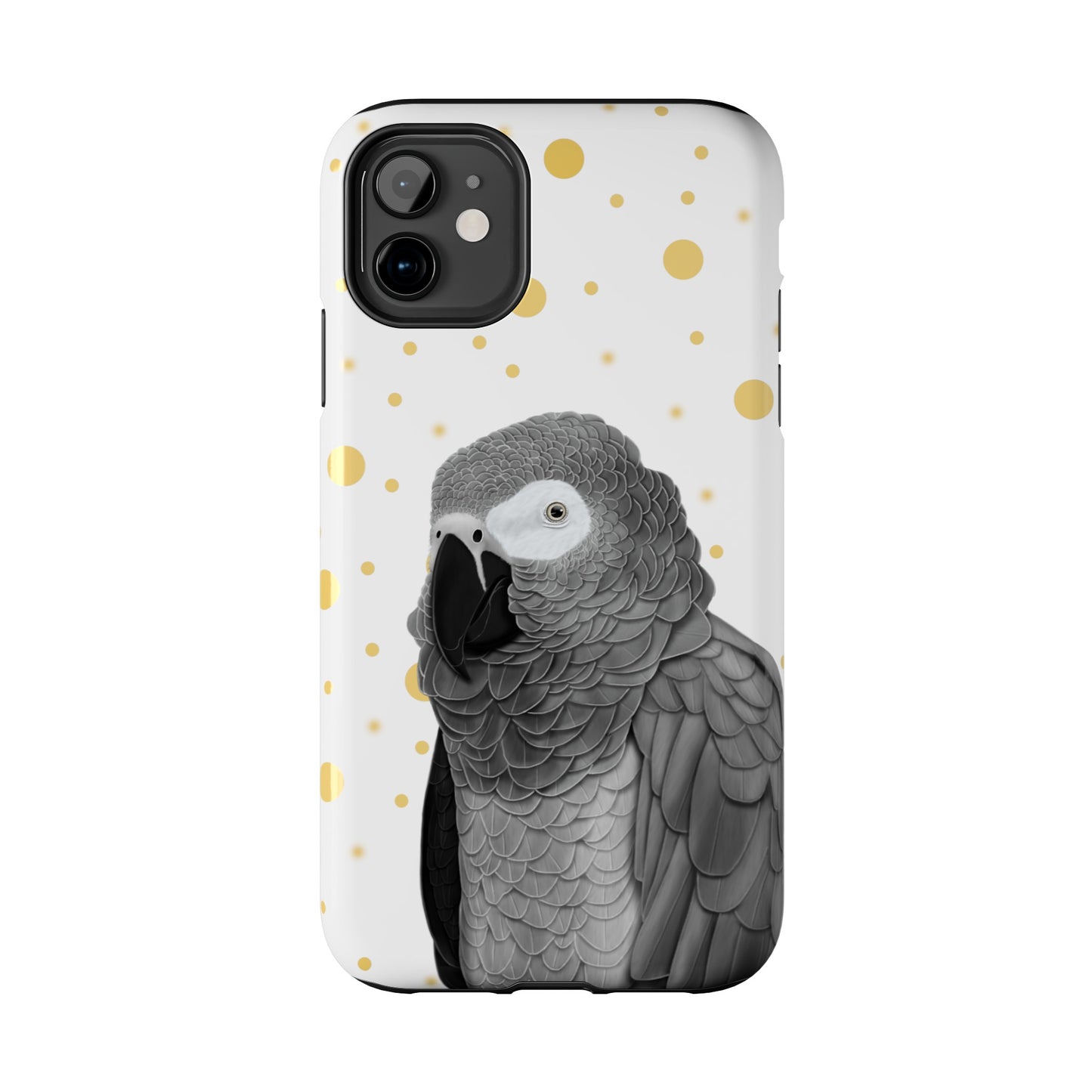 Grey Parrot Bird Art Tough Phone Case White