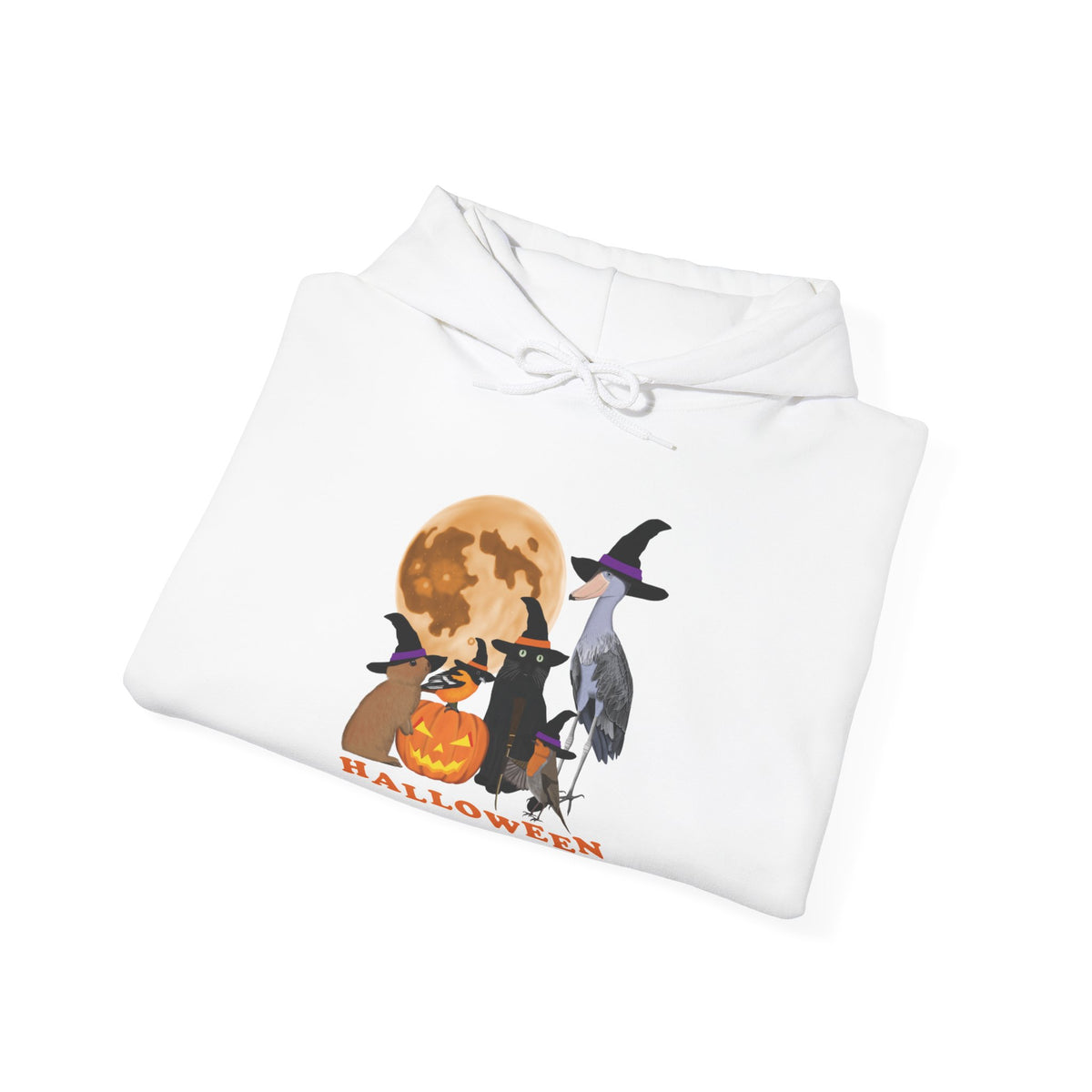 Baltimore Oriole Robin Shoebill with Cat and Bunny Halloween Bird Hoodie