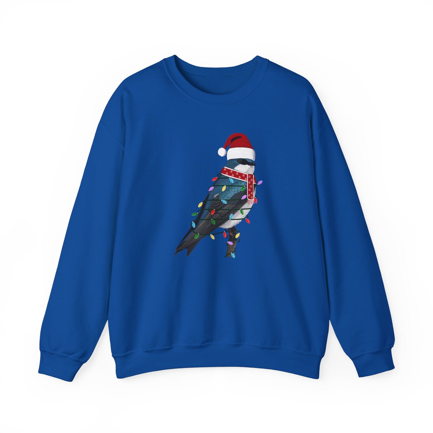Tree Swallow with Fairy Lights Santa Claus Christmas Bird Sweatshirt